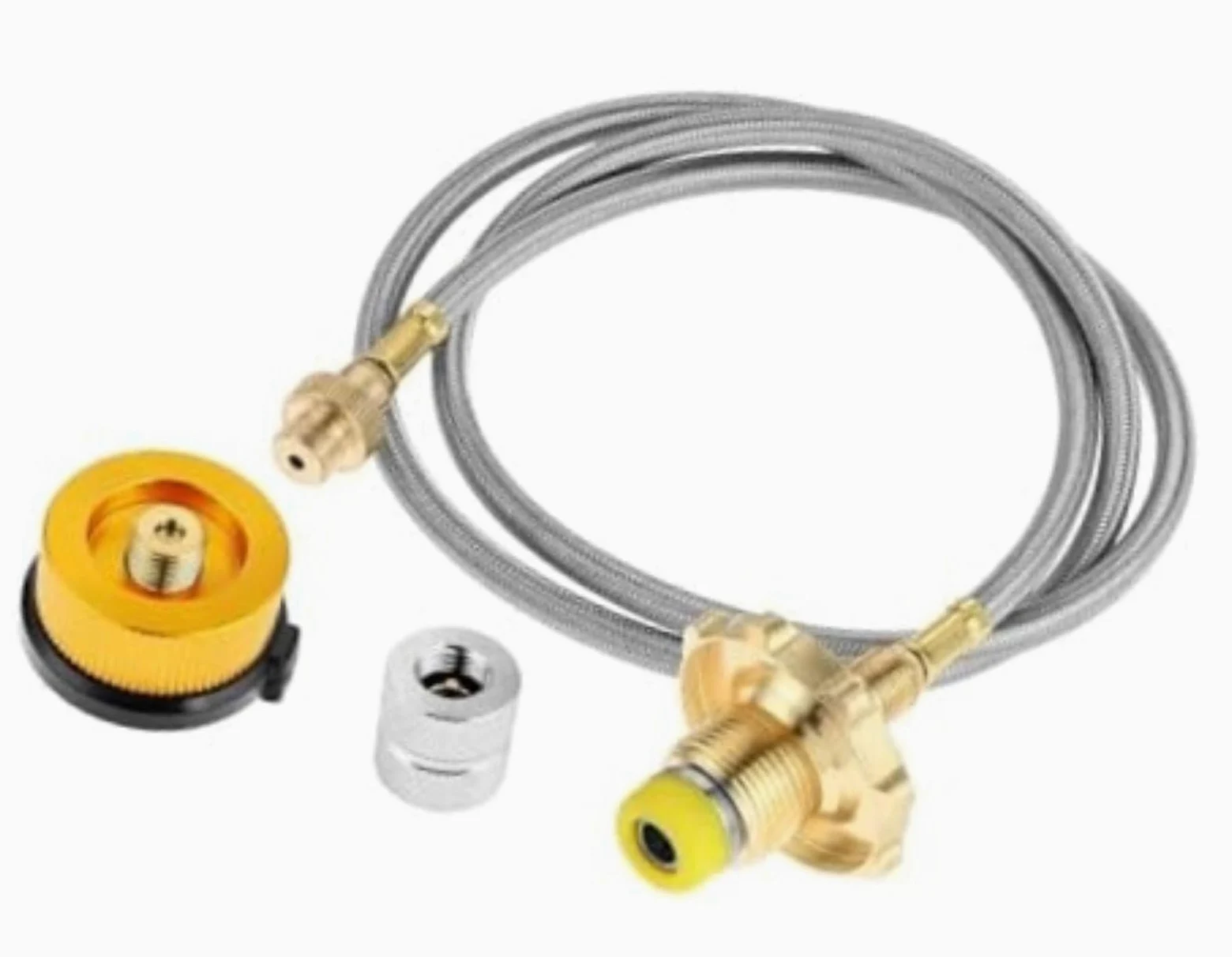 Tubo de conexión de gas Manguera trenzada de acero inoxidable Estufa de gas para camping Adaptador de recarga de propano Tubo de aire de 1 m Quemador exterior GLP plano, para conector de