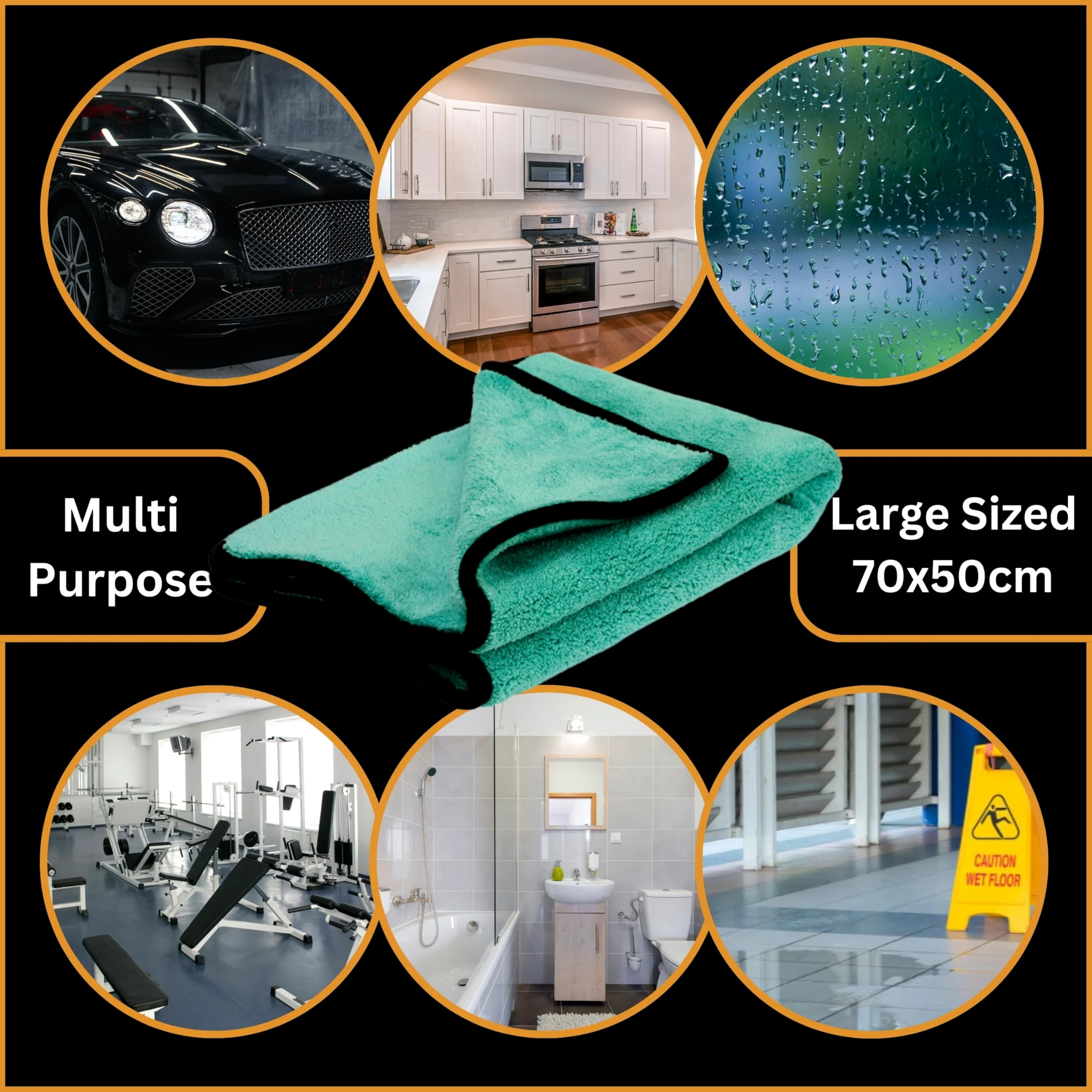 Tek Automotive Aqua - Juego de 2 toallas de secado de coche de lujo de 1200 g/m², paños de microfibra extra grandes (50 x 70 cm), superabsorbentes, ultrasuaves, para limpieza, detalles, pulido y