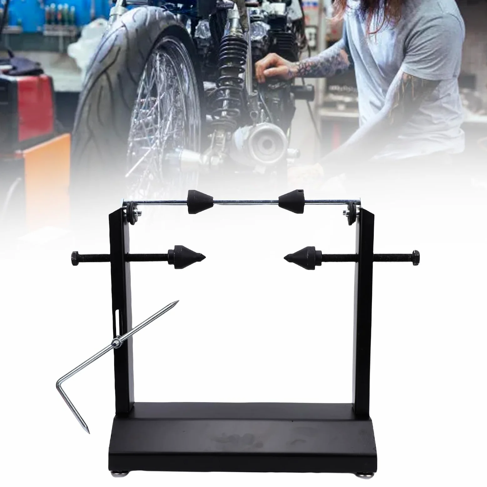 Soporte de Equilibrio de Ruedas de Motocicleta, Equilibrador de Neumáticos de Acero Resistente para Neumáticos Deportivos y Todoterreno, Ideal para Uso en Garaje