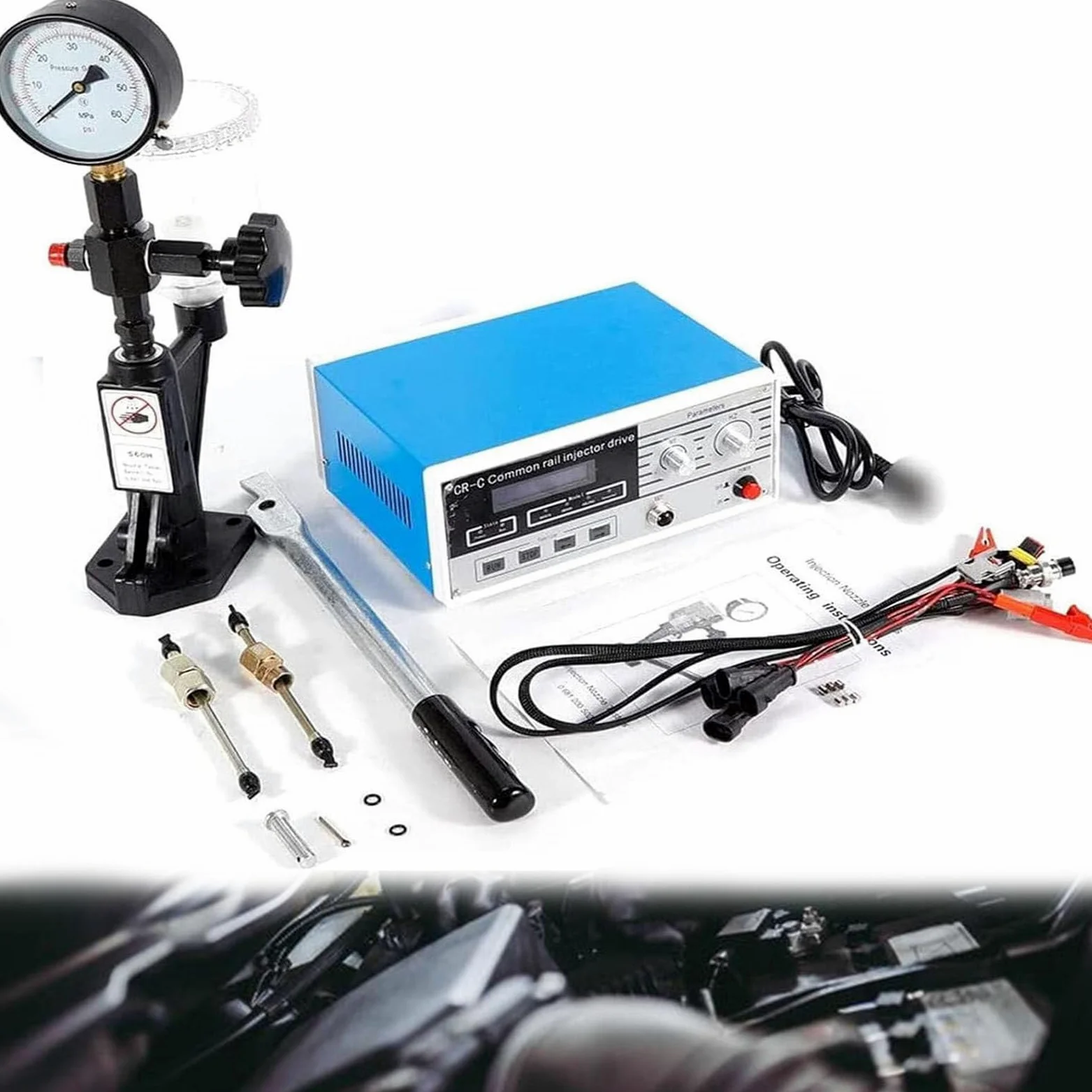 Kit de Compresión del Probador de Inyectores Diésel, Probador de Inyectores Common Rail, Detector Multifuncional Probador de Inyectores Electromagnéticos Diésel