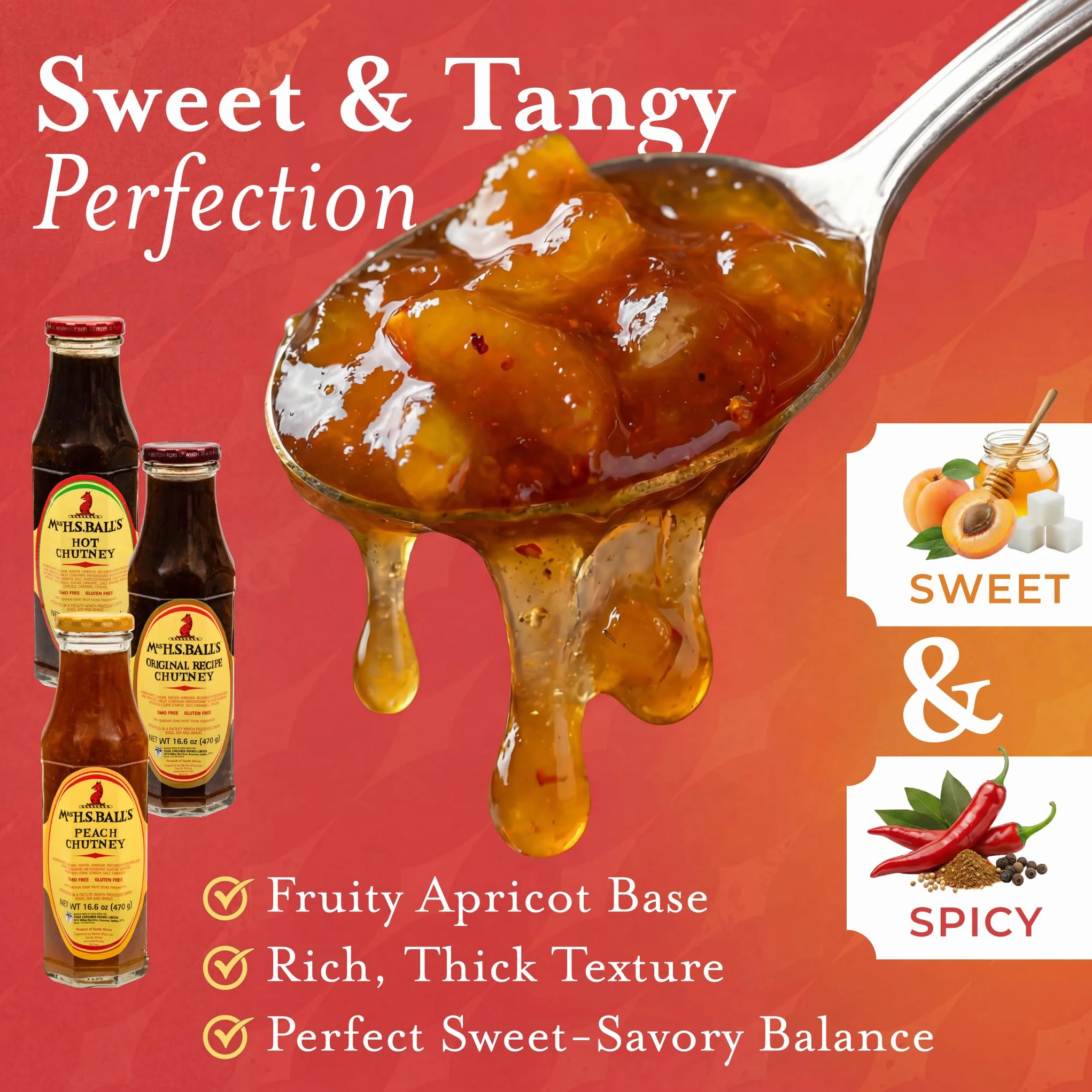 Mrs Balls Peach Chutney 2x470g Pack