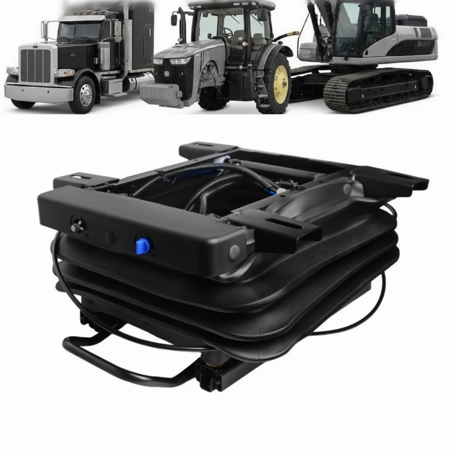 Asiento neumático para conductor de tractor agrícola, cargador de ruedas, base de suspensión de amortiguación de vibraciones con pista deslizante delantera/popa, debe conectarse al suministro de aire