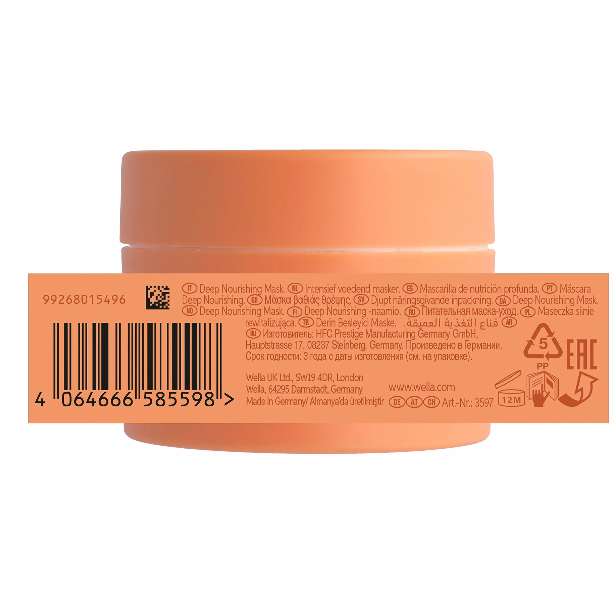 Wella Professionals Invigo Nutri-Enrich Mascarilla Nutrición e Hidratación Profunda Cabello Seco y Dañado Vitamina E
