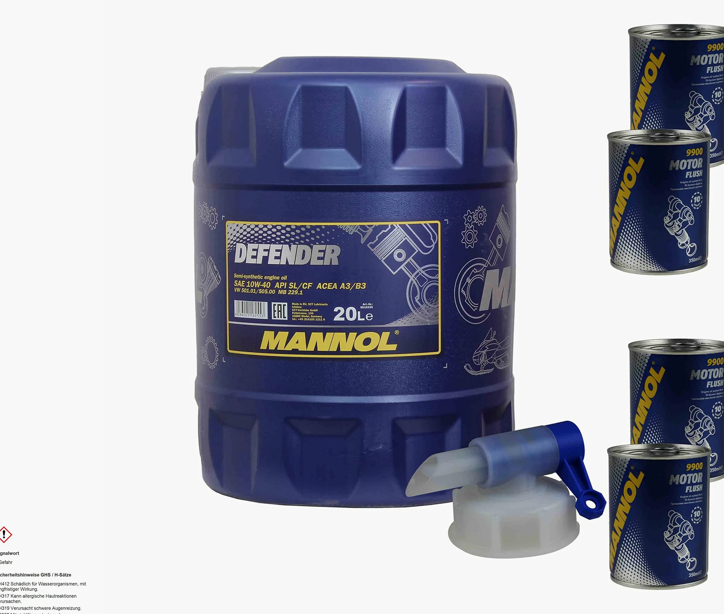 Mannol Defender 10W-40 - Aceite para motor (20 L, 4 unidades