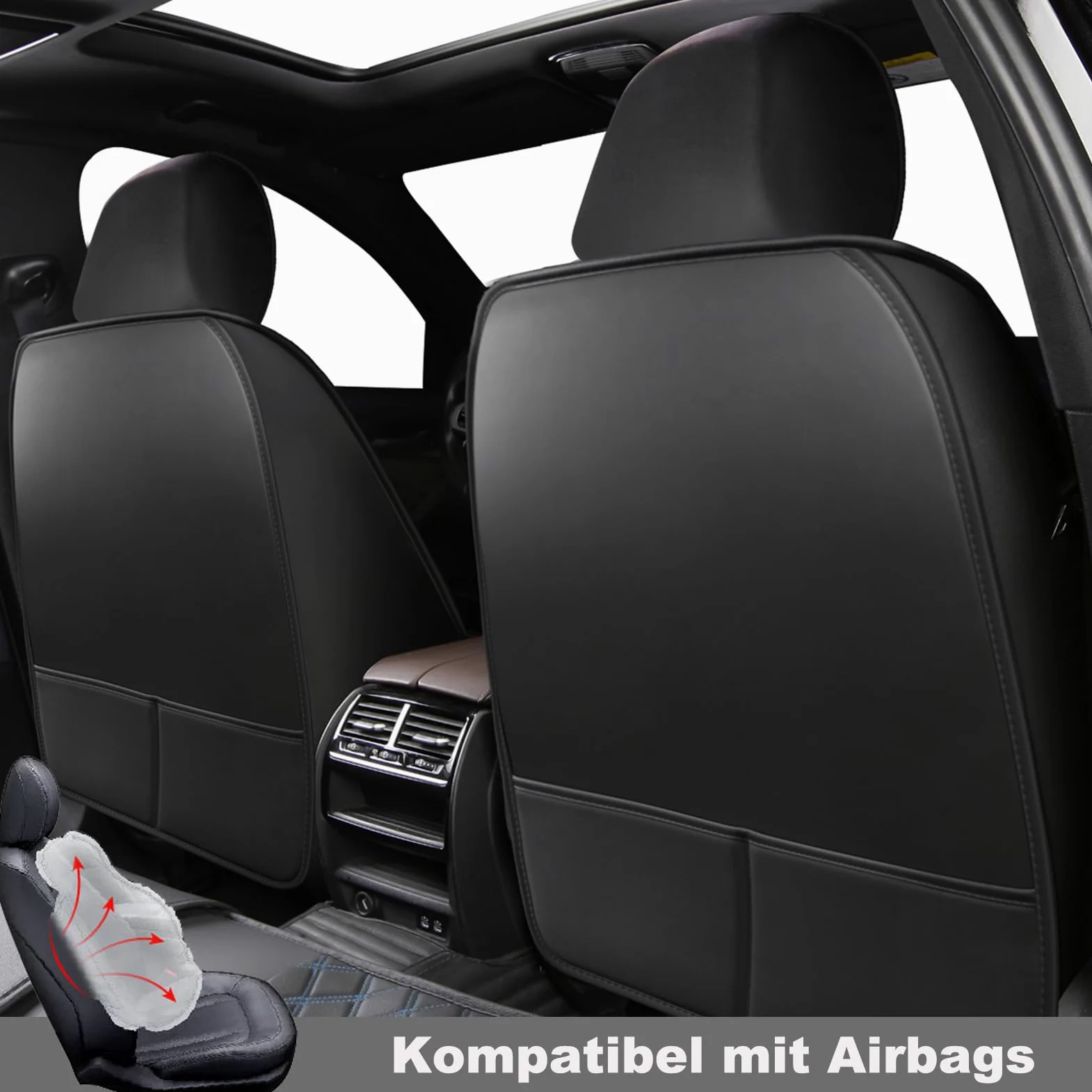 Fundas de Asiento de Coche Impermeables Set Completo, Universalmente Compatibles con Peugeot 2008 206 207 SW 208 3008 307 308 SW 508 SW (Azul)