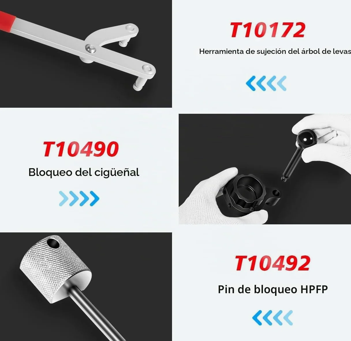 3830 Juego de herramientas para correa de distribución para VW/Audi TDI EA288 (CVCA/CRUA) - Incluye T10490, T10492, T10172, T10051, T3359