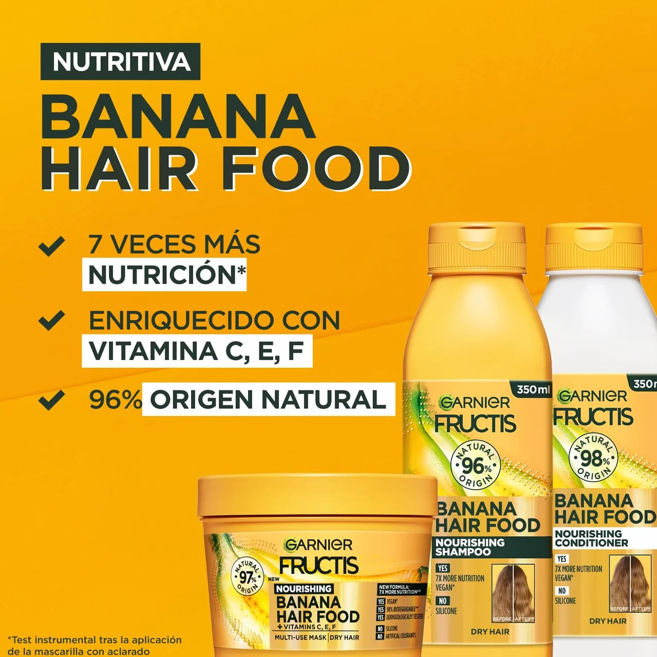 Garnier Fructis Hair Food Banana Pack Champú Acondicionador Mascarilla Cabello Seco