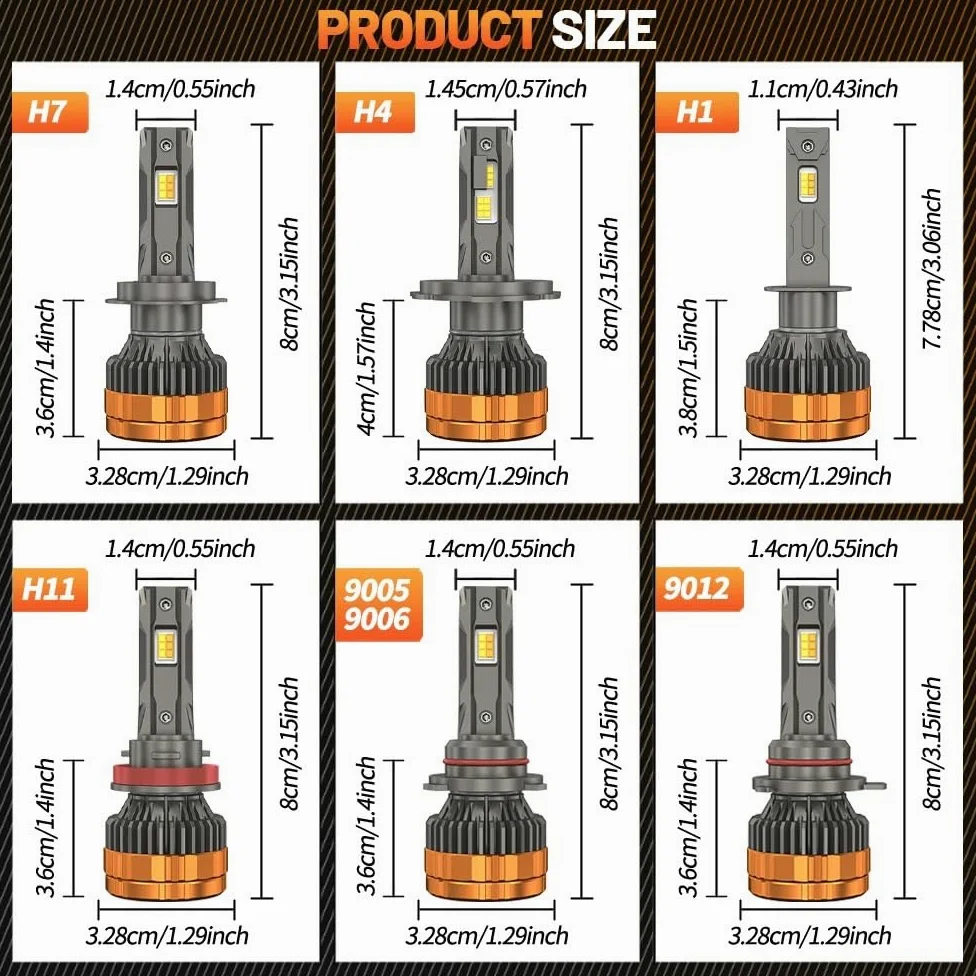 Bombilla Coche Faros LED H4 de 8800W H1 H7 H11 Bombilla para coche | 9005 HB3 9006 HB4 6500K 4300K ​​3000K Control remoto 4 modos Luces del coche 12V 24V