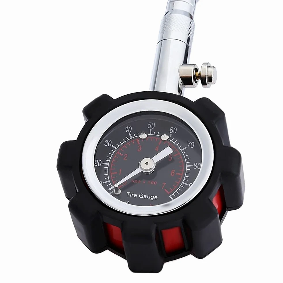 HMTE Manómetro de presión de neumáticos de Alta precisión, Color Negro, 100 PSI, Compatible con manómetro de presión de Aire de Coche preciso, Compatible con Coches, Camiones y Motocicletas