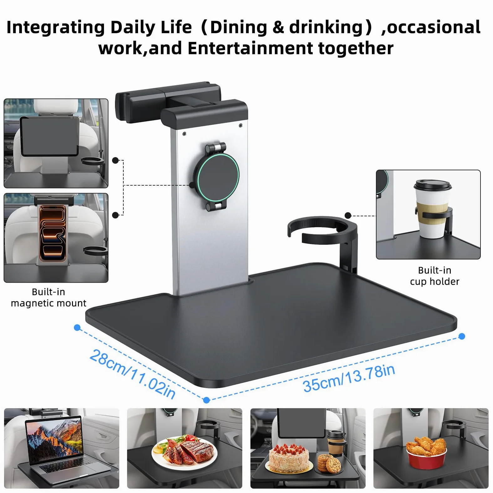 Mesa Para Portátil De Coche Soporte Antideslizante Para Comer Y | Bandeja De Viaje Para Comidas En El Coche Para Automóviles Sedán, Pickups, Vehículos,