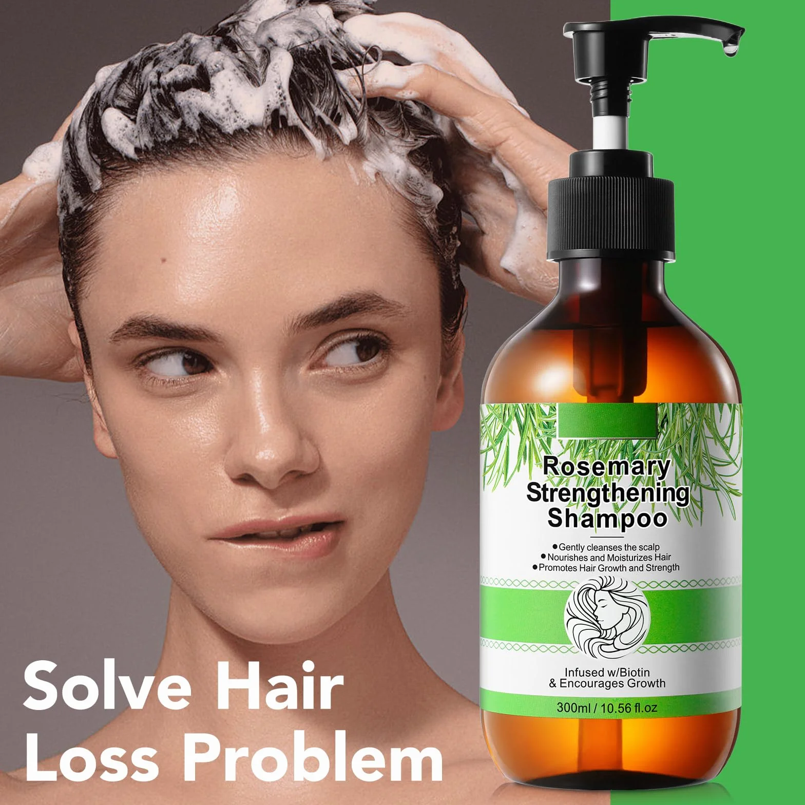 Champú de romero y menta para pérdida de cabello con biotina