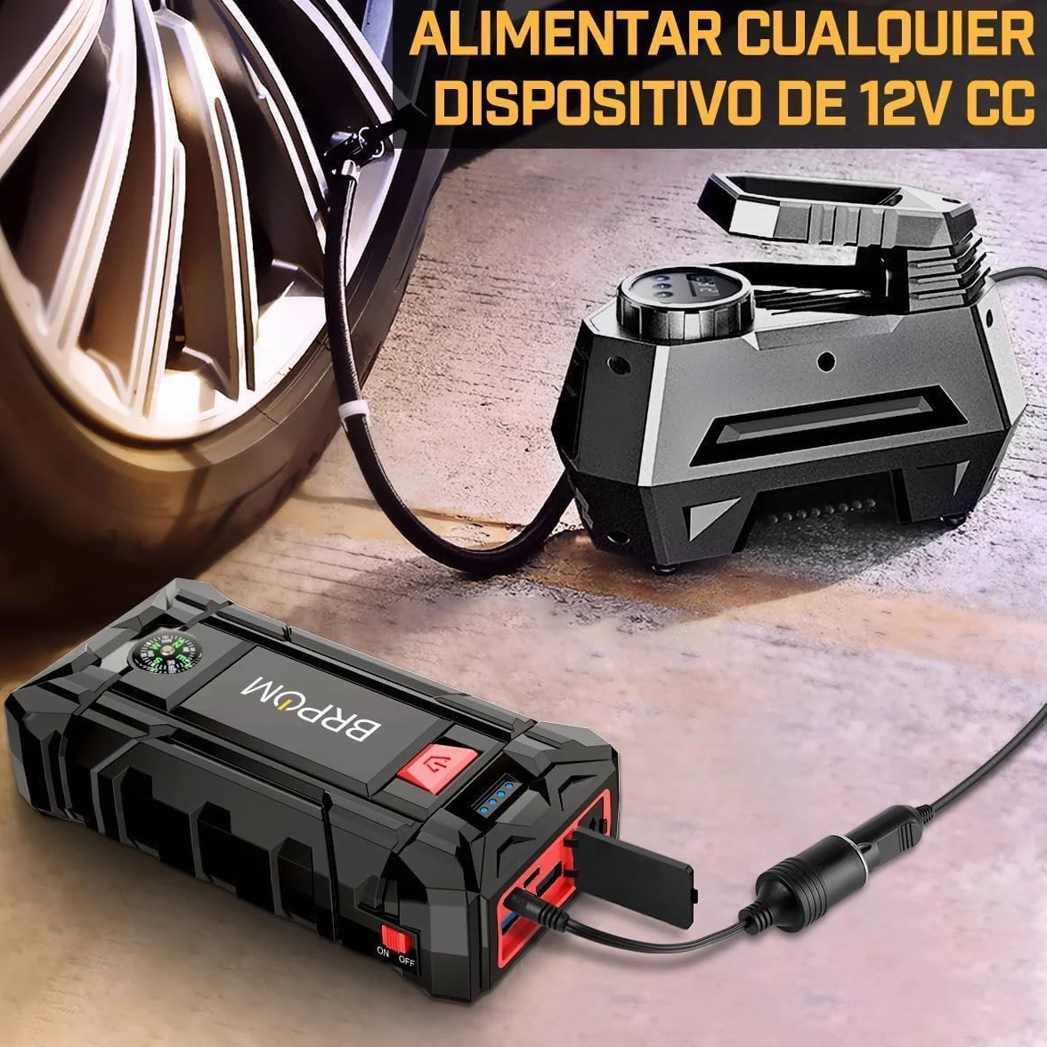 BRPOM Arrancador de Coches 10000A 12V Jump Starter Carga Rápida QC3.0