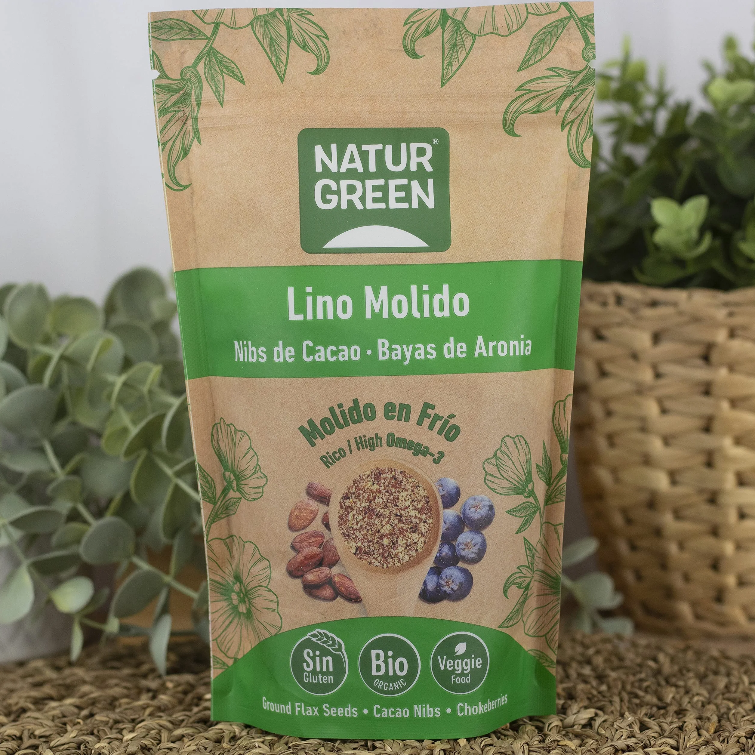 Lino Molido, Nibs de Cacao y Aronia Bio 225 g
