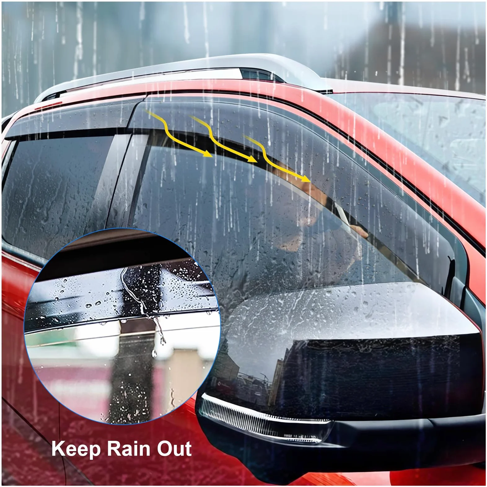 Compatible con deflectores de viento Ford Ranger 2012-2022, accesorios T6 T7 T8 de doble cabina para lluvia, protector de visera (-Ford Ranger Wildtrak Raptor Stormtrak Limited Wolftrak XL XLT