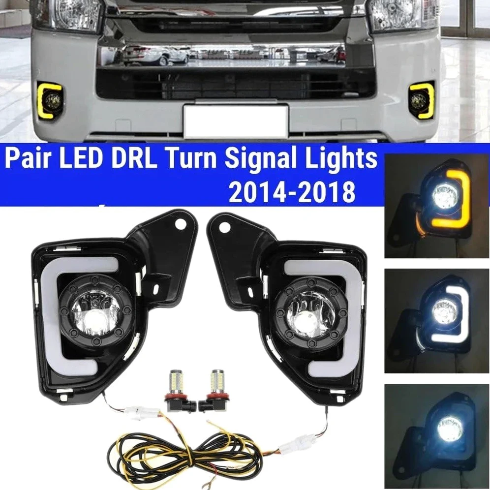 Antiniebla Para Toyota Para Hiace 2014-2018 Conjunto Faros Antiniebla Luces Diurnas LED DRL Izquierda Y Derecha Con Bombillas H11 6000 K ~ 6700