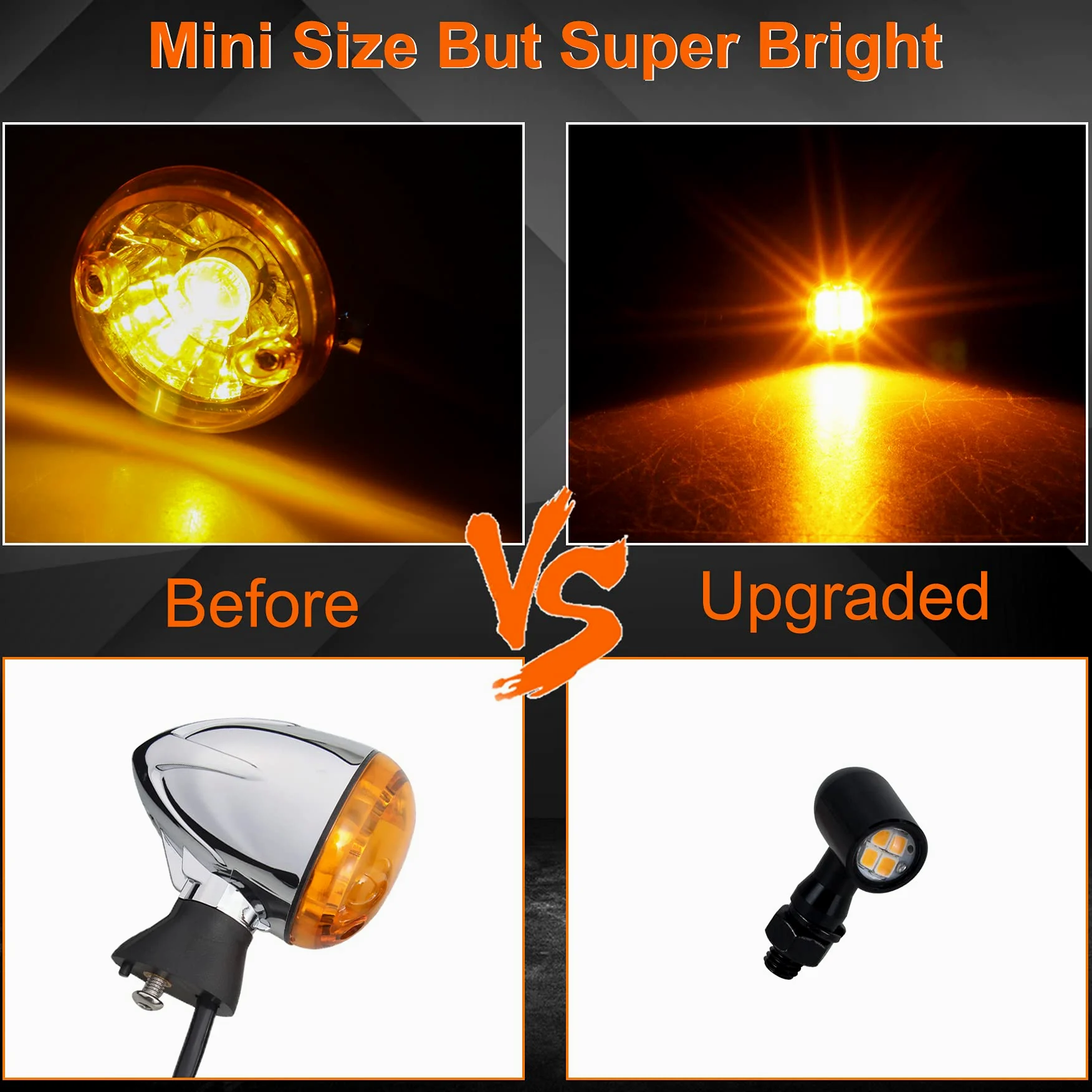Luces LED intermitentes universales de tamaño mini, intermitentes delanteros de motocicleta, compatible con Harley Honda, Kawasaki, Suzuki, Triumph Yamaha