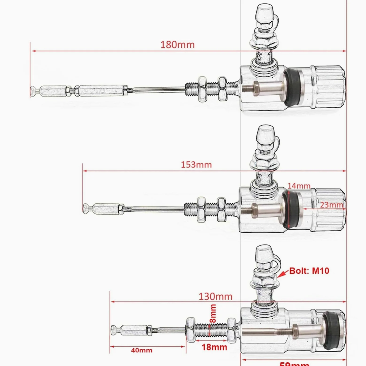 Compatible con Honda, Compatible con el kit Yamaha | Juego de bomba de embrague + bomba de freno de 22 mm.(Black Set)