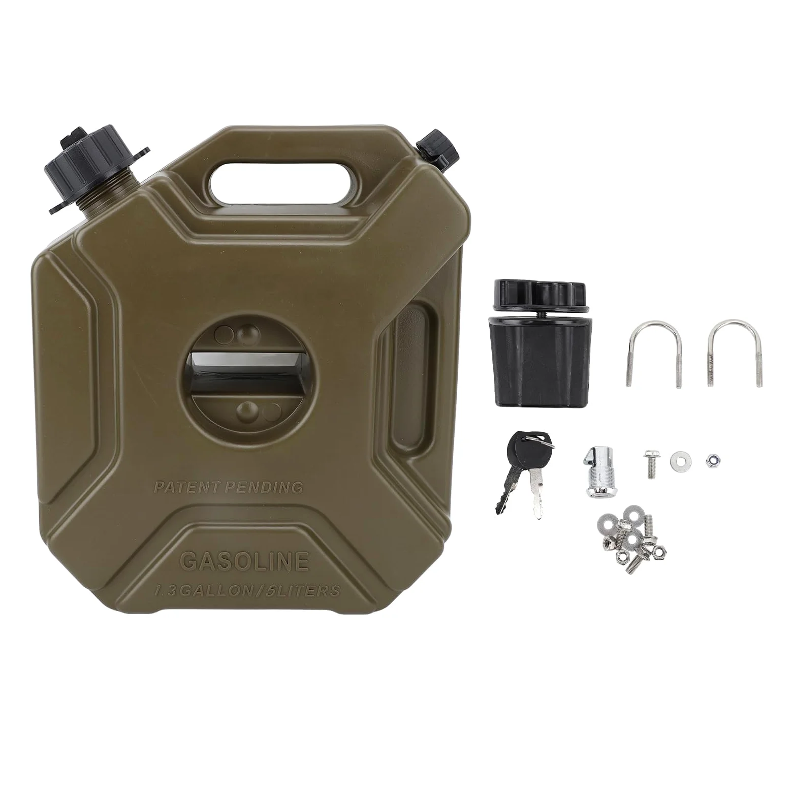Latas de Almacenamiento de Gasolina, Lata de Almacenamiento de Gasolina, 5 Litros, 1,3 Galones, Tanque de Combustible de Repuesto Verde Portátil a Prueba de Golpes para (con