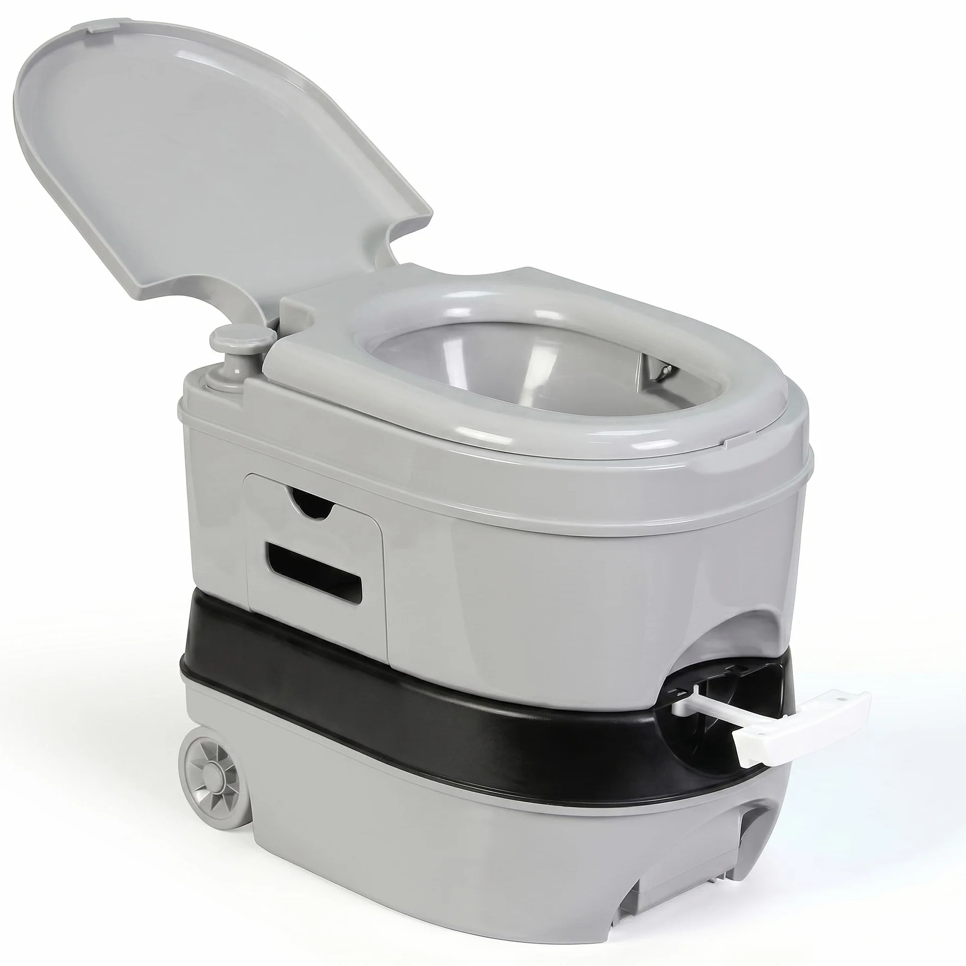 briebe Camp WC Inodoro Portátil Químico con Ruedas Adultos Potty 24L Camping, Camper, Auto Caravana, Water con Cisterna Descarga Agua 20L, Válvula Drenaje sin Fugas, Fácil Limpiar y Vaciar WC1196G