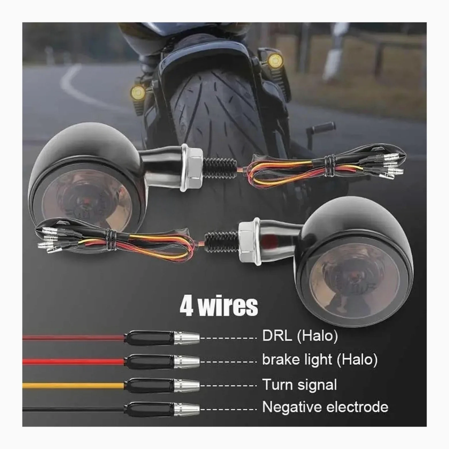 Intermitentes para Motocicleta, luz de señalización de Motocicleta LED, indicador Luminoso Blanco y Rojo, Luces de Freno y posición traseras, Intermitentes para Motocicleta de 8 mm.