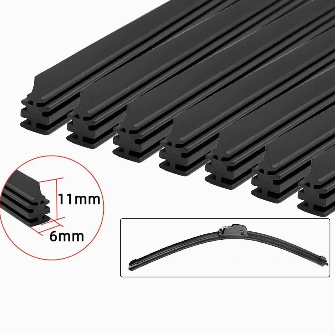 Escobilla limpiaparabrisas Para Limpiaparabrisas Coche 6 Mm, Natural | 10 Tiras De Goma Para Limpiaparabrisas Coche 6 Mm, Natural, 14, 16, 17, 18, 19, 20, 21, 22, 24, 26, 28 30 Pulgadas