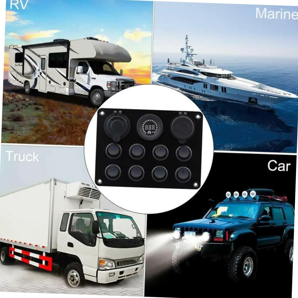 Panel de Control Marino Doble USB 4.2a y Voltímetro para Coche, Camión y Rv