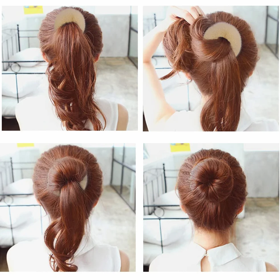Donut Moño 6 Piezas con 20 Clips en Forma de U Kit Accesorios de Peinado para Mujeres