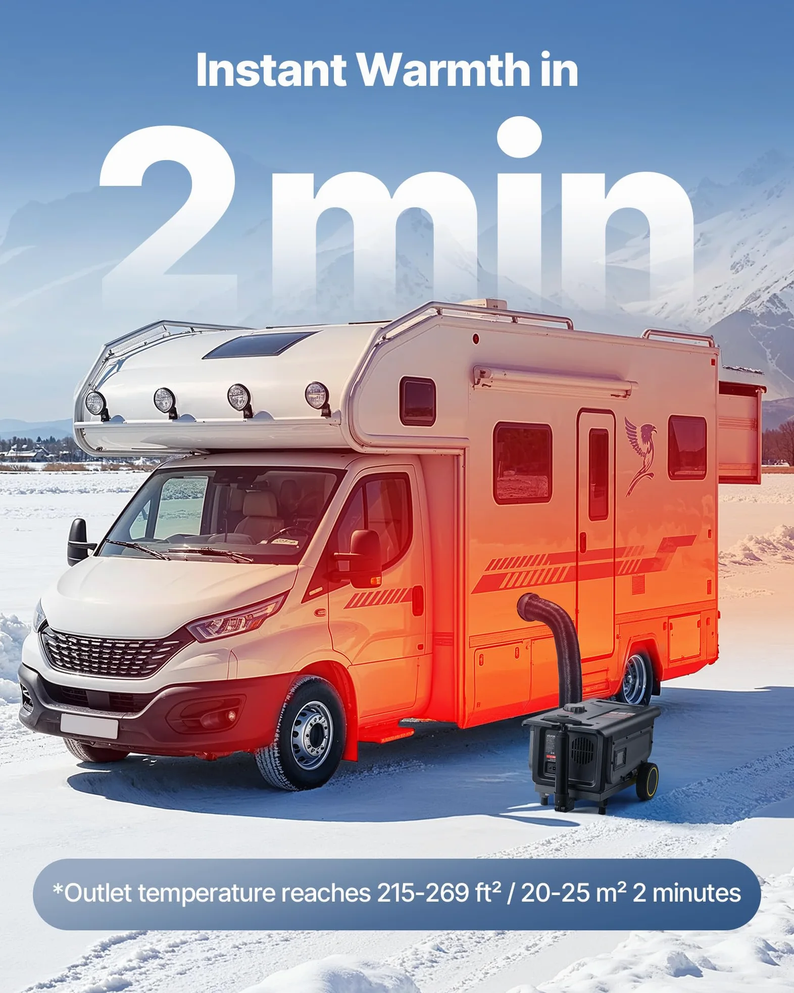 VEVOR Calentador Diésel 8 kW Portátil, con Control por Aplicación Bluetooth, Mando a Distancia y Pantalla LCD, Diseño con Ruedas, Depósito de Combustible de 5 L para Camiones, 566 x 400 x 321 mm