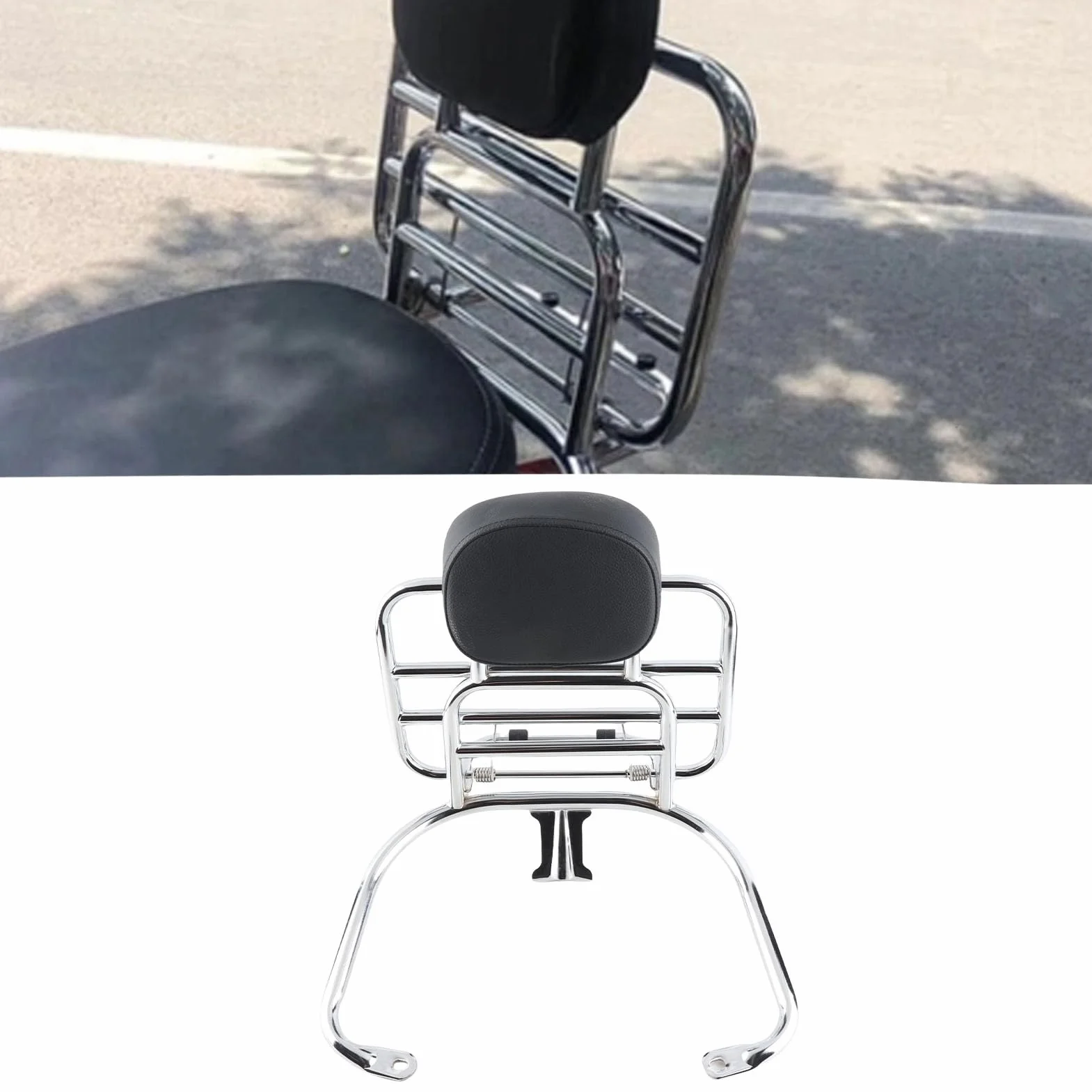 Portaequipajes para Motocicleta para GT GTS GTV 300 250 125, Estante portaequipajes Trasero con Soporte de Respaldo, Soporte Trasero de aleación de Acero Cromado para la segu