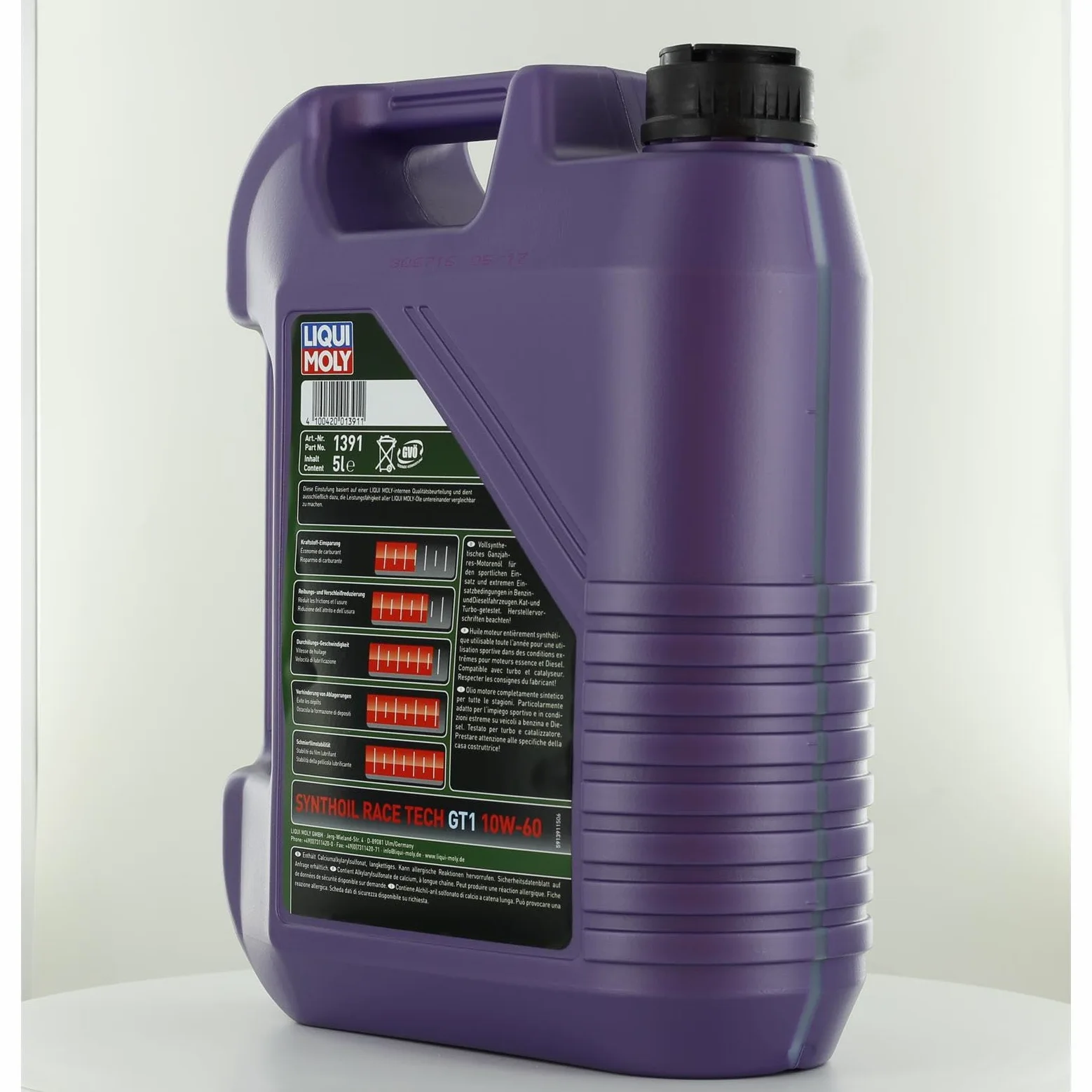 LIQUI MOLY Aceite de motor 10W-60 Synthoil Race Tech Aceite completamente sintético ACEA A3/B4 API SN GT1 5L Compatible con NISSAN Qashqai II J11, J11, RENAULT Megane 3 Grandtour KZ0/1, MITSUBISHI | 1391 / 8909, Synthoil Race Tech GT1 10W-60