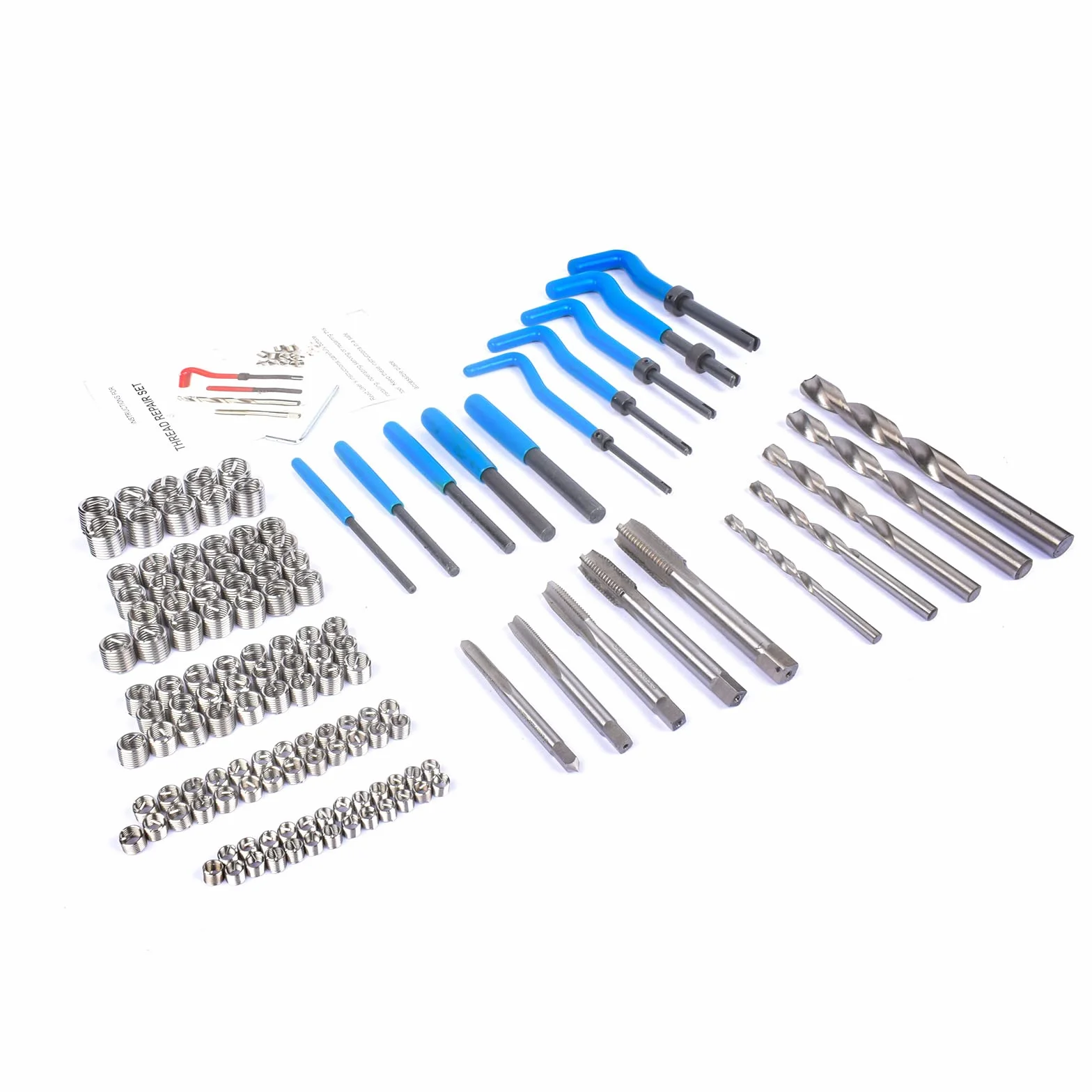 Bisenya Juego de reparación de roscas, 131 piezas, herramientas de reparación de roscas, M5, M6, M8, M10, M12, rosca azul