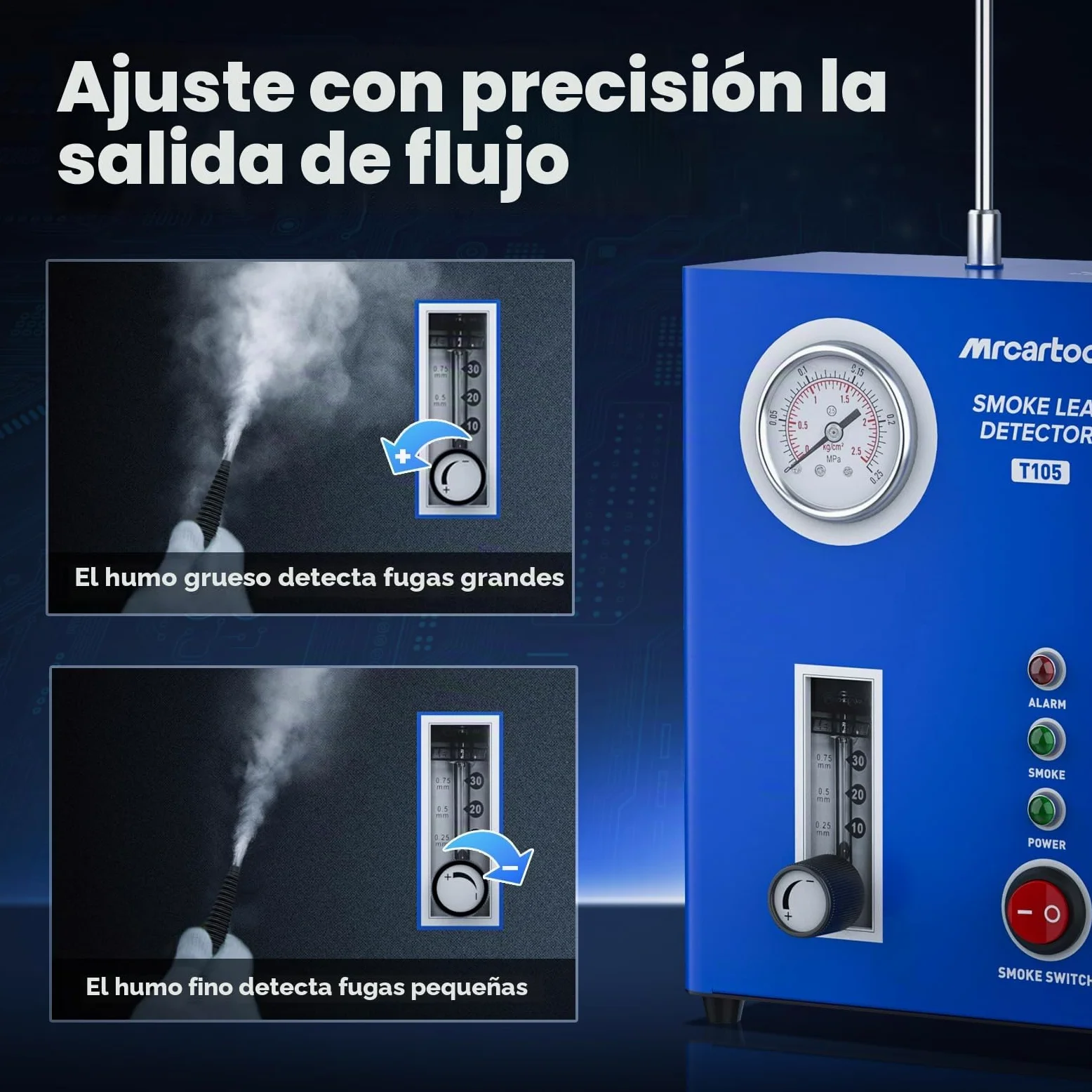 PLAYOCCAR Máquina de Humo, detección de Fugas automática, EVAP con Bomba de Aire integrada y manómetro, 12 V para tuberías, Fugas de Combustible y vacío, Todos los Coches.