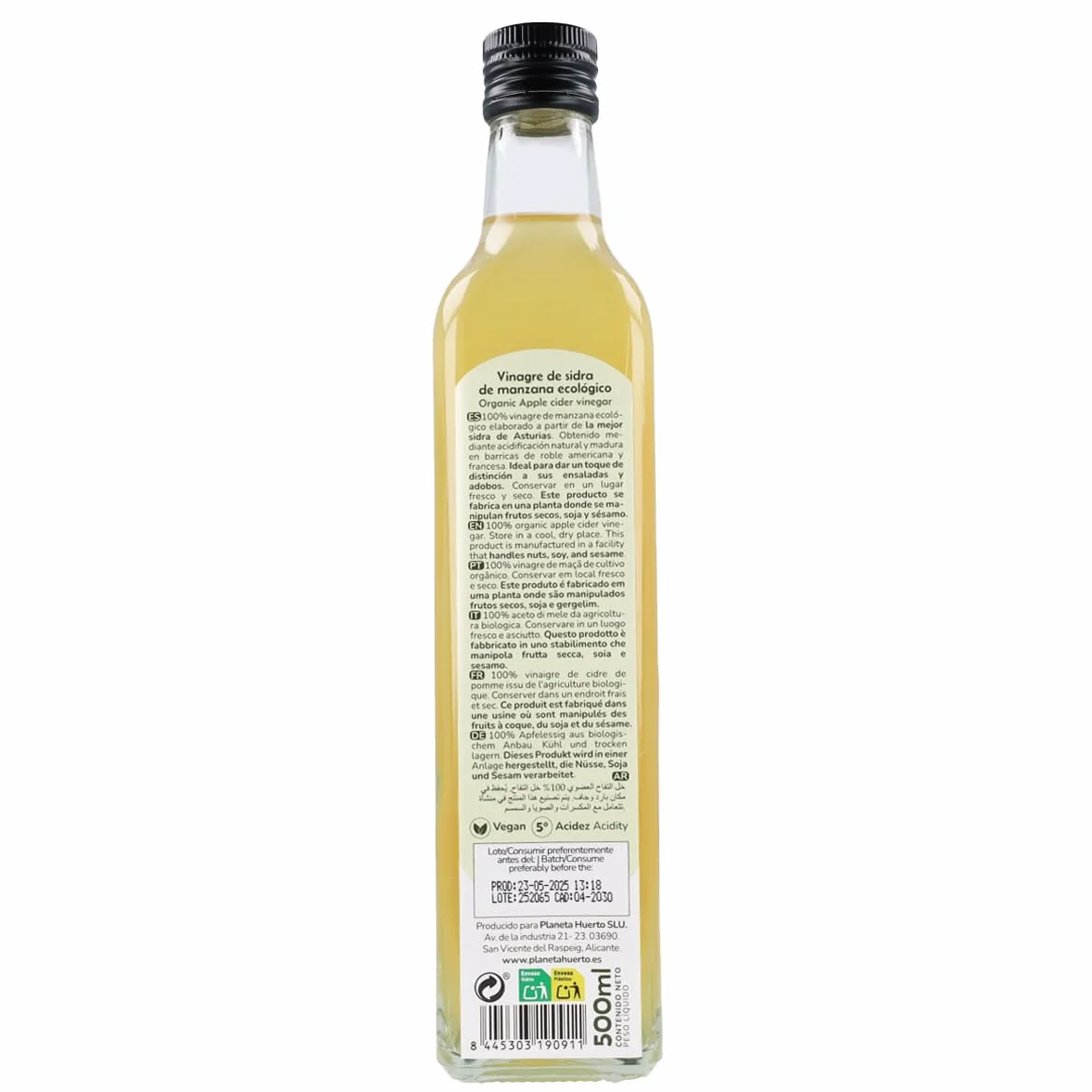 PLANETA HUERTO Vinagre de Sidra de Manzana Sin Filtrar ECO 2x500 ml