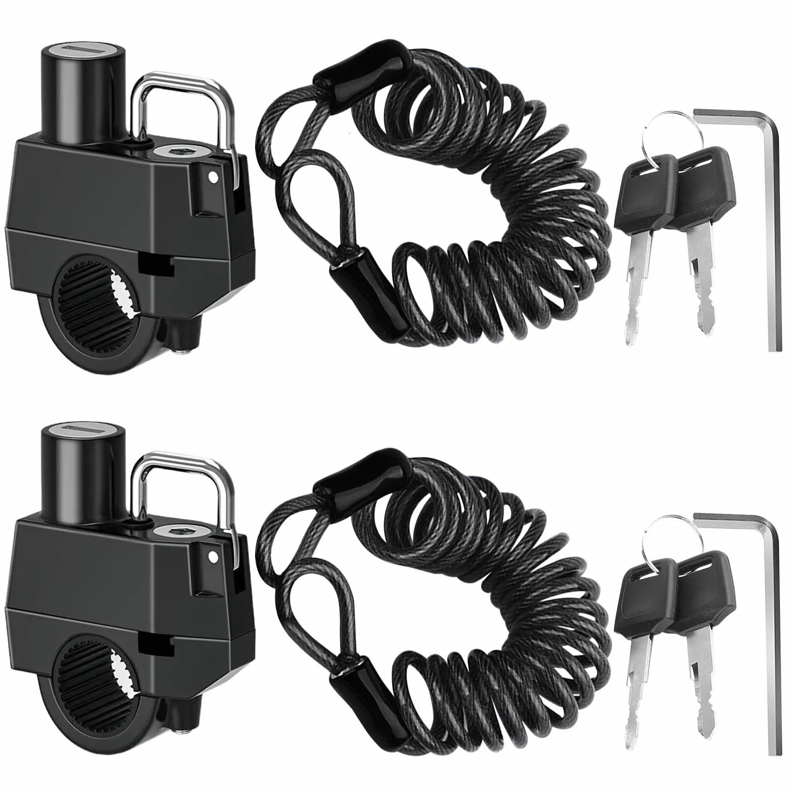 Candado para Casco de Moto: YIDM 2 Pcs Bloqueo de Casco, Universal Candado Casco Moto con 2 Llaves, Candado para Casco de Moto, Cerradura Casco para Tubo de Manillar de 22-28 mm (Negro)