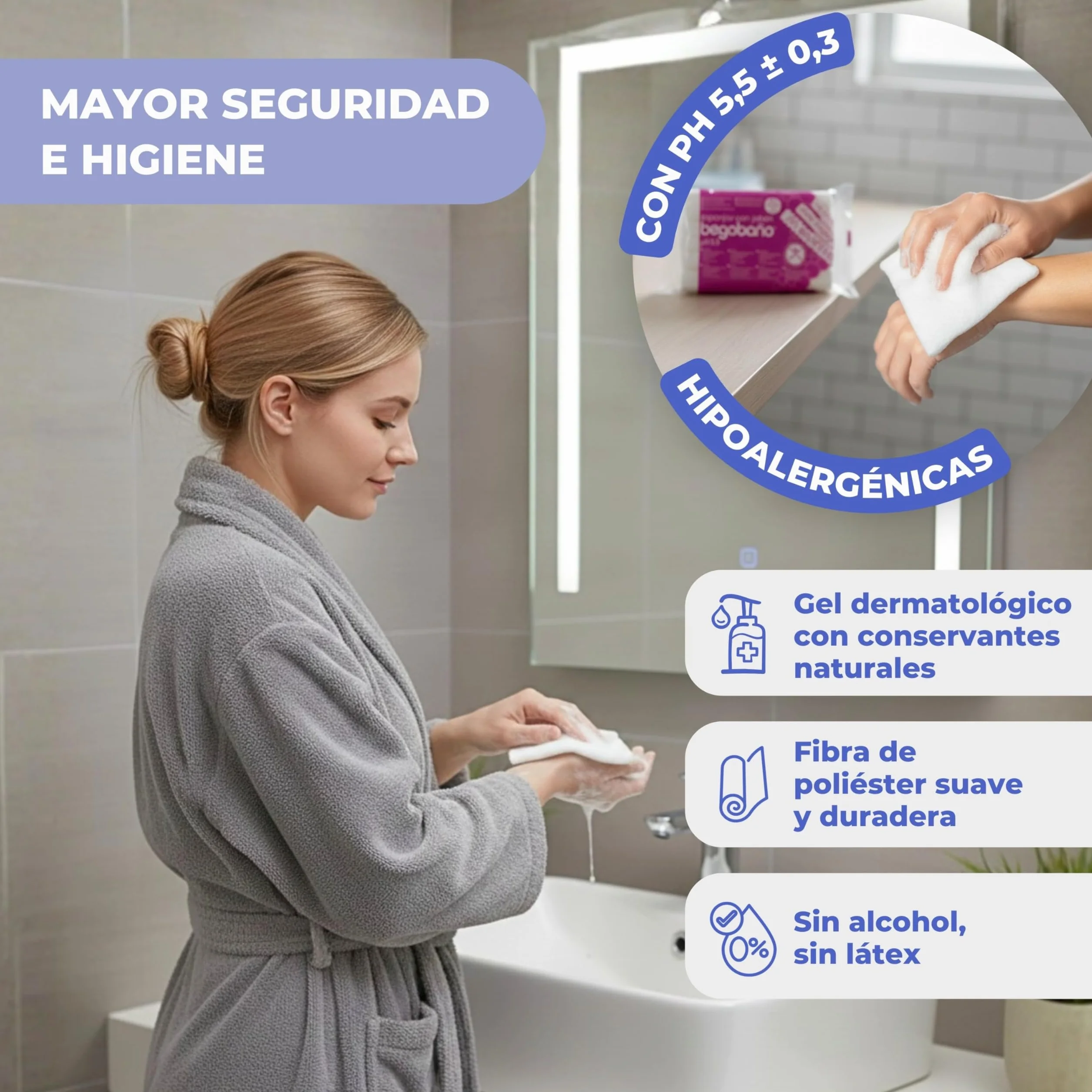 Begobaño Esponja Jabonosa Desechable Sin Aclarado 10 Unidades