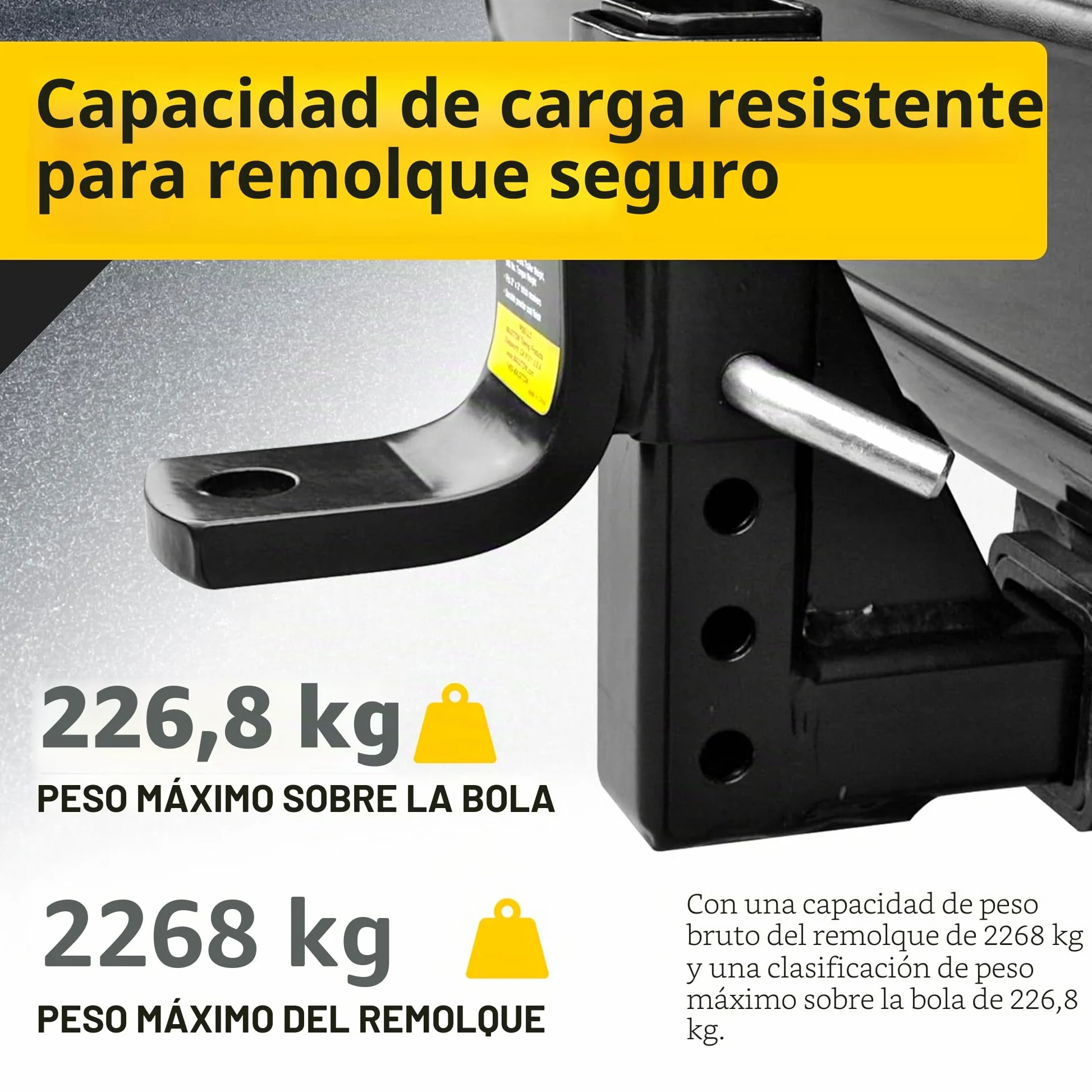 MAXXHAUL 70067 - Enganche de Remolque - Enganche de Remolque Ajustable de 8 Posiciones - 5000 Libras de Capacidad GTW, Color Negro