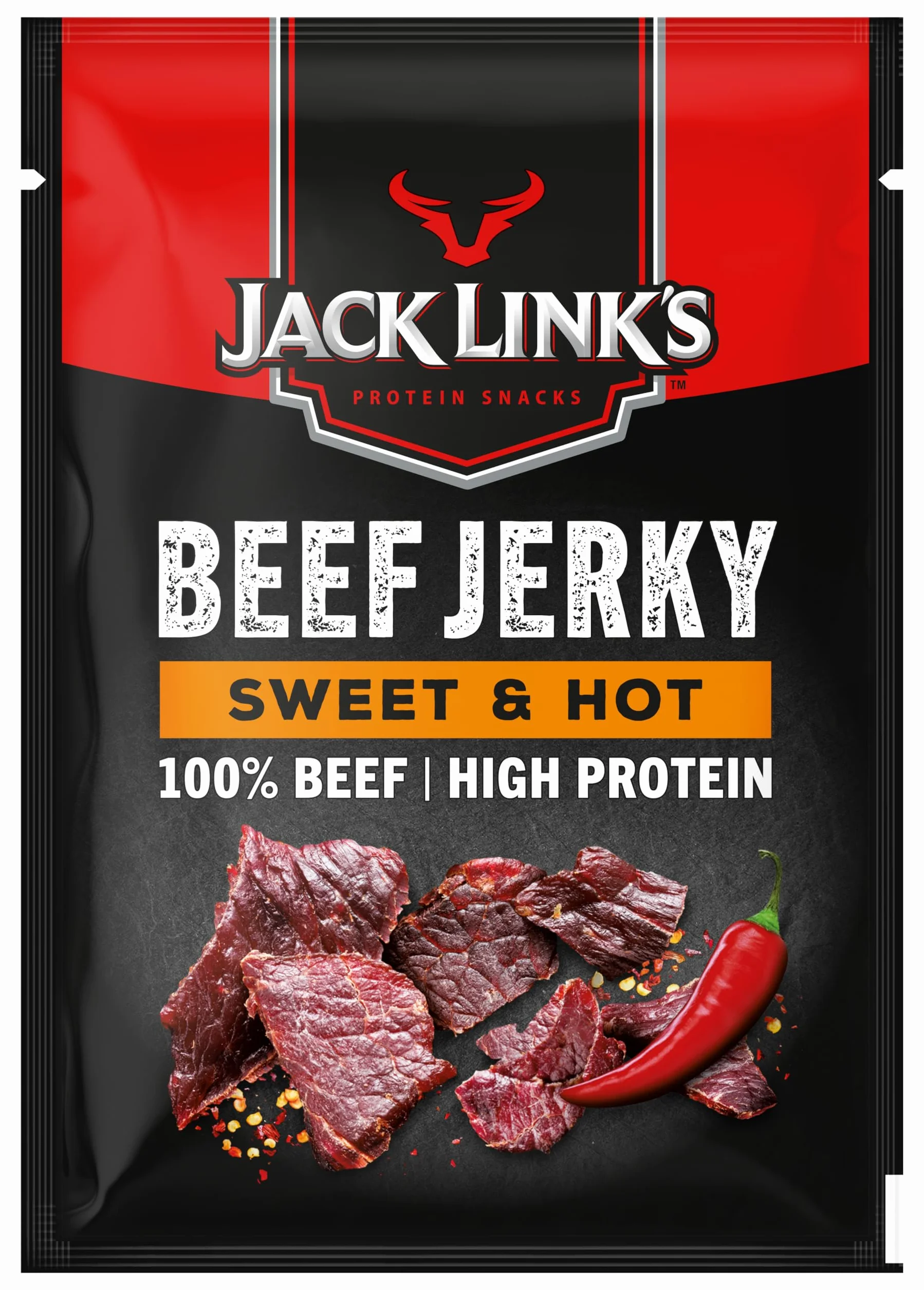 Jack Link’s Beef Jerky Sweet & Hot MrBeast Edition Pack de 12 Snack Alto en Proteína Carne de Vacuno Deshidratada