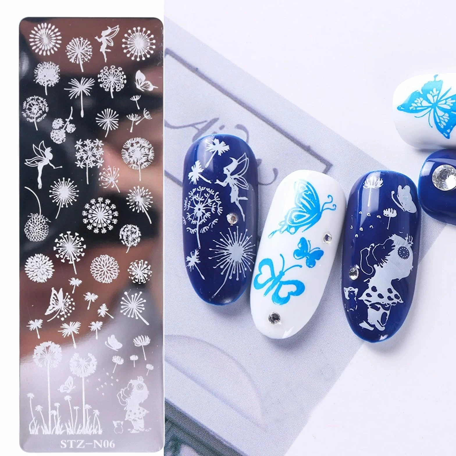 Piezas Nail Art Stamping Placas Uñas con Patrón Mariposa Flor Penacho para Salón