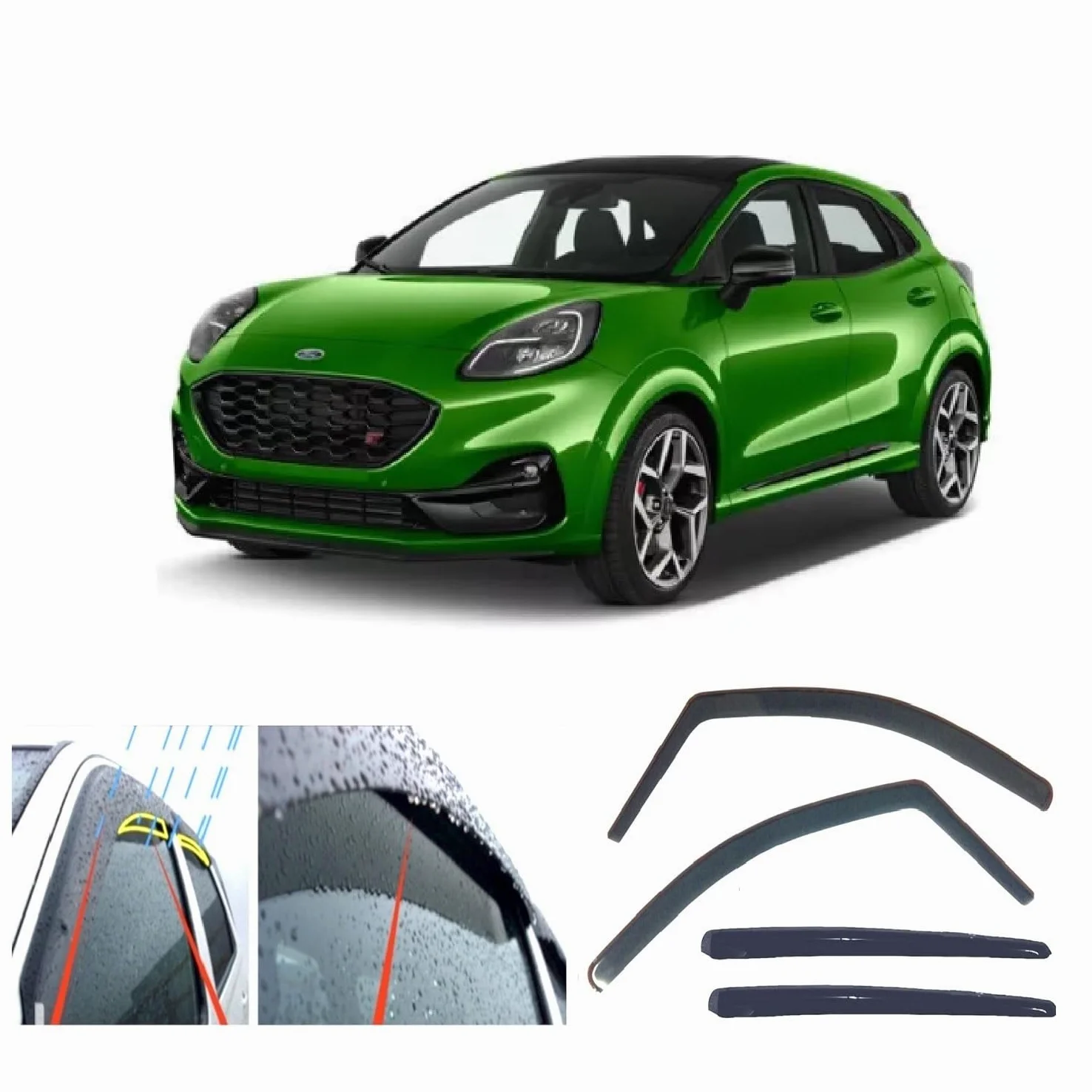 4 protectores de lluvia deflectores de viento para Ford Puma 2020 2021 2022 2023 2024 2025 2026