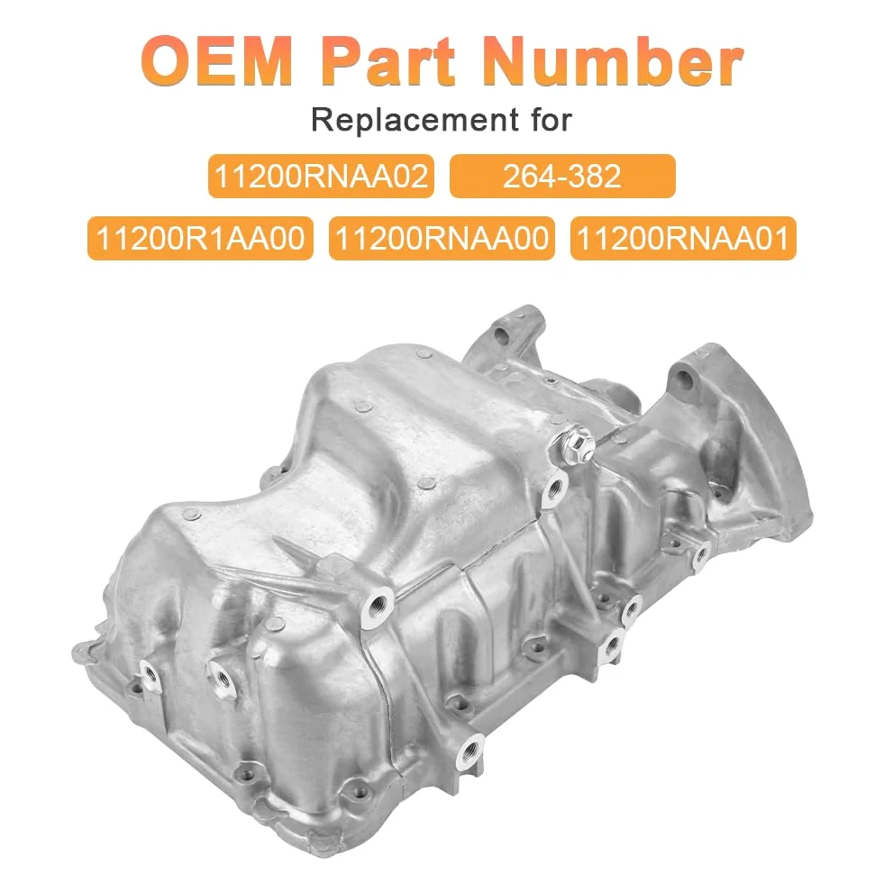 Bandeja de aceite de motor con tapón de drenaje compatible con Honda Civic 2006-2011 L4 1.8L Repuesto para 11200R1AA00 11200RNAA00 11200RNAA01 264-382