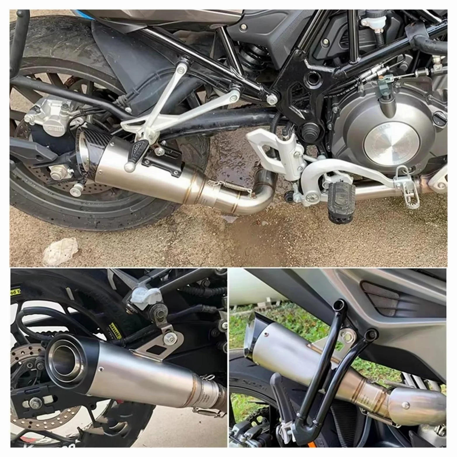 silencioso escape moto Para Kawasaki Para Ninja Para Z900 Para CB650R | Para R3 51mm silenciador de Escape para motocicleta tubo de Escape 335mm de longitud(B 51mm)