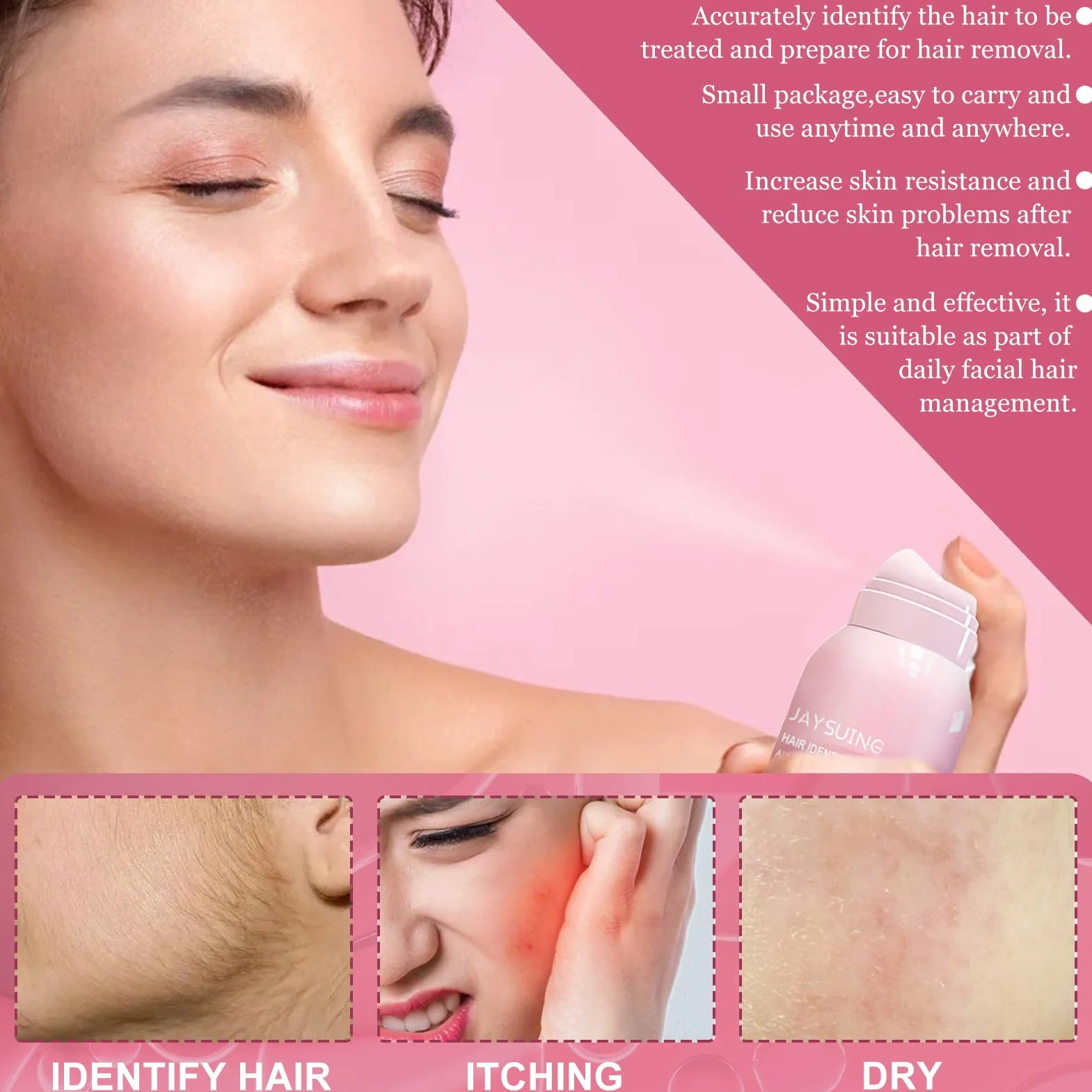 Spray identificador de cabello para afeitado facial Herramienta de dermaplaning Depilación