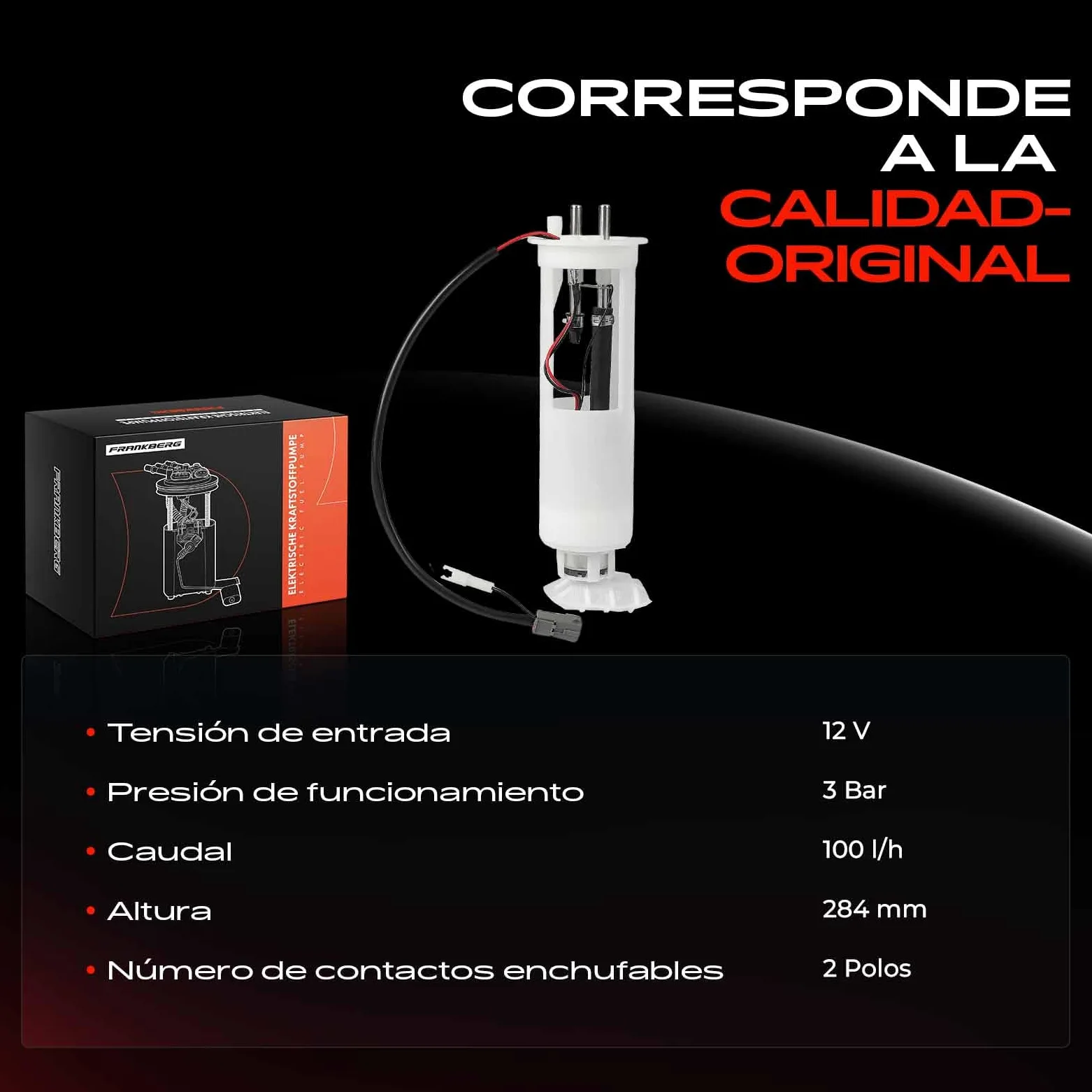 Frankberg Bomba de combustible bomba de gasolina conjunto de módulos de | sin sensor de presión, bipolar, 9480152; Compatible con: C70 I Cabriolet 873, 850 Finca 855, S70 874, V70 I 875 876