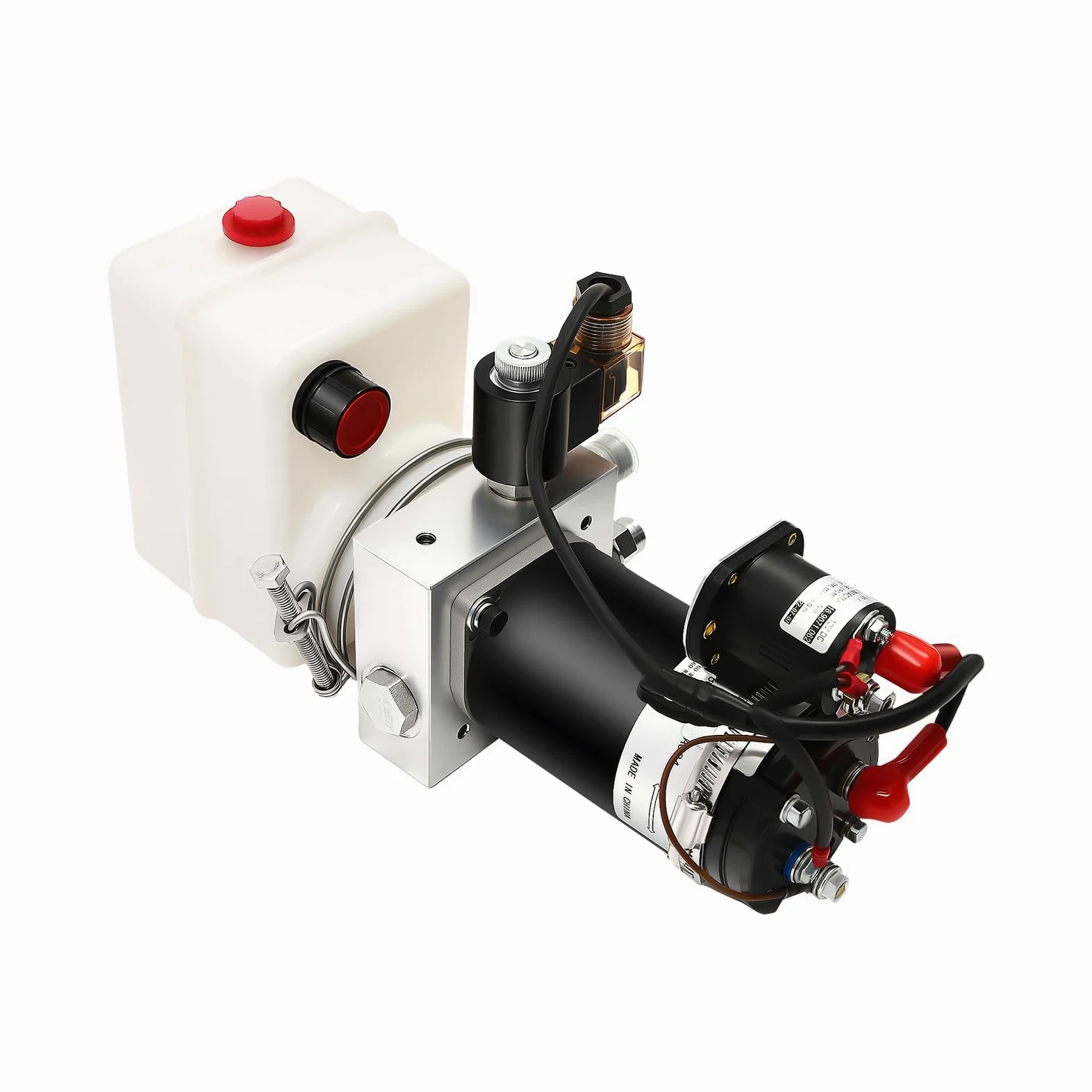 Bomba Hidráulica Bomba Remolque Cilindro Hidráulico Prensa Hidráulica Bomba de Mano Eléctrica 12V 800W Para Remolque de Basculante Plataforma Elevadora Y Pared De Carga Arranque Rápido