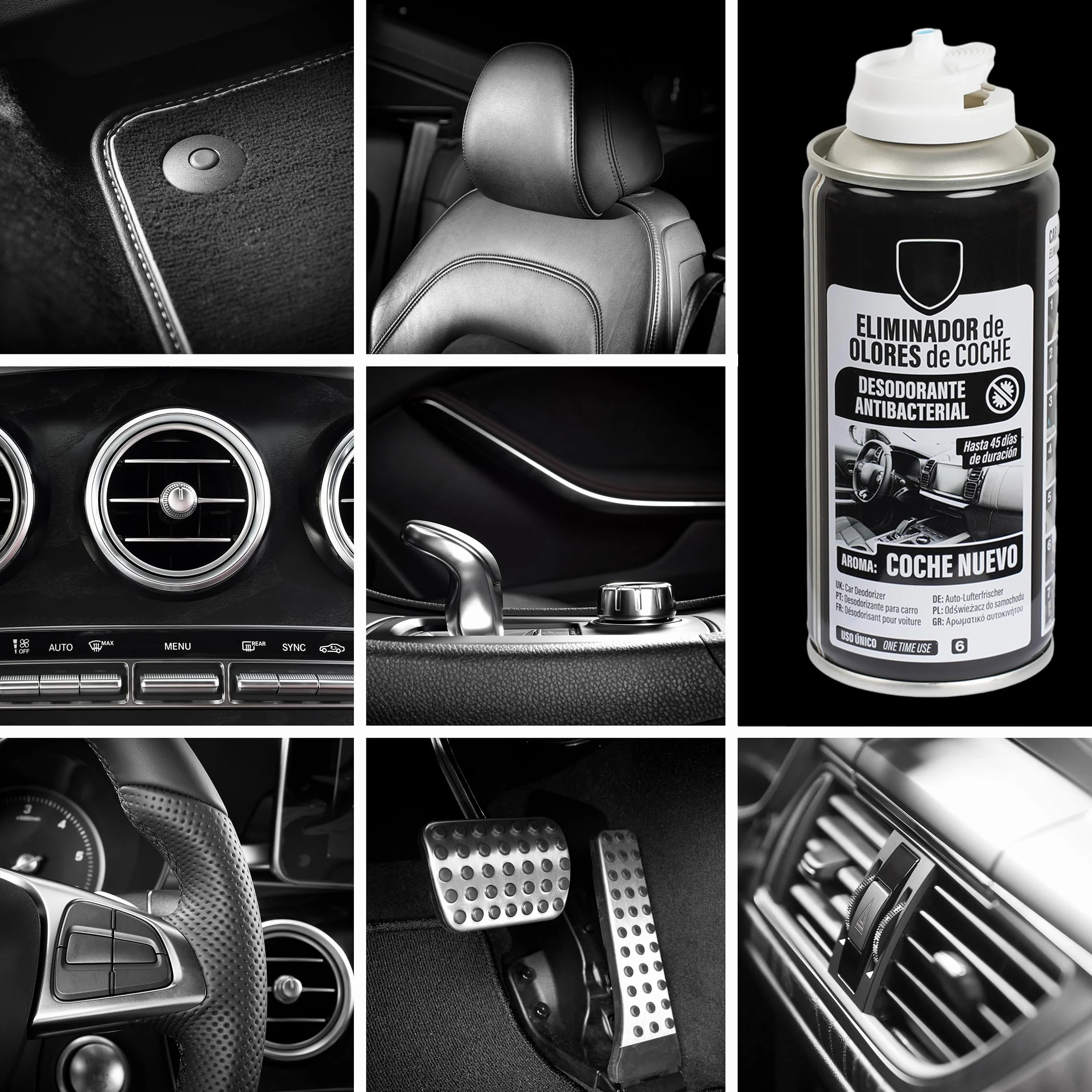 Eliminador de Olores para Coche 150ml – Desodorante Antibacterial de Descarga Única, Elimina Humedad y Olores – Ambientador Rápido para Climatizador y Habitáculo - Coche nuevo, 1 Unidad