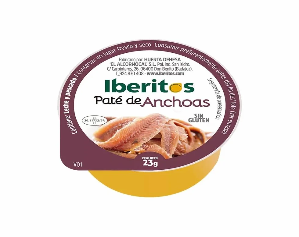 Paté de Anchoas Iberitos Sin Gluten Monodosis 23 g x 18 Uds Envasado en Aluminio