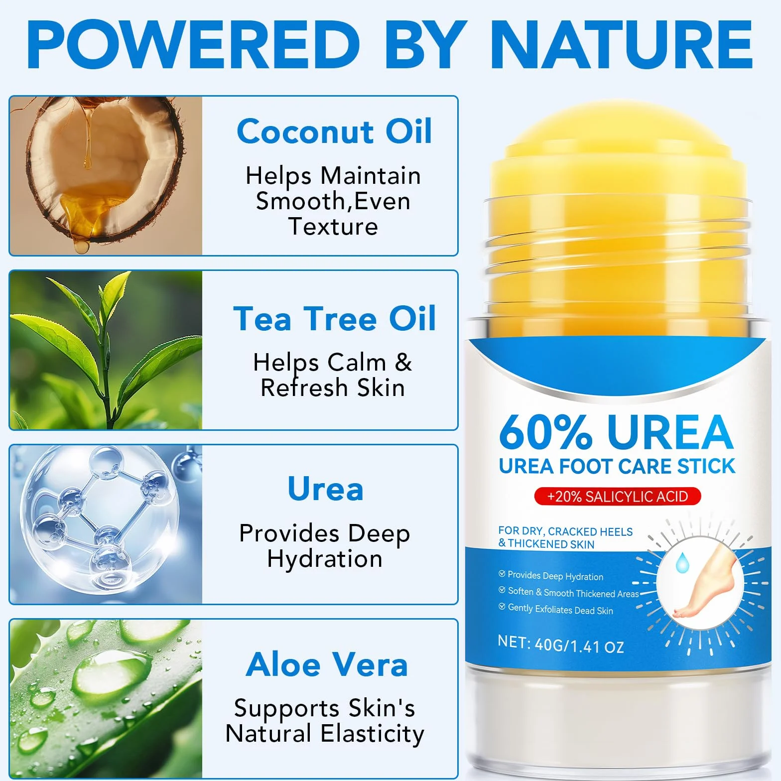 Crema hidratante para pies Urea 60% 40g suavizante de la piel