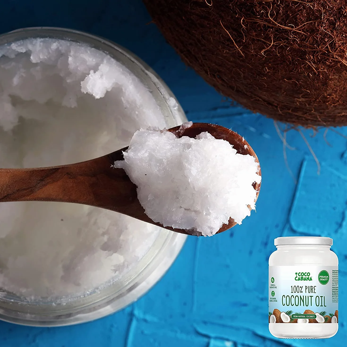 Coco Cabana Aceite de coco 100% puro 1 litro vegano sin gluten sin lácteos para piel cabello y cocina