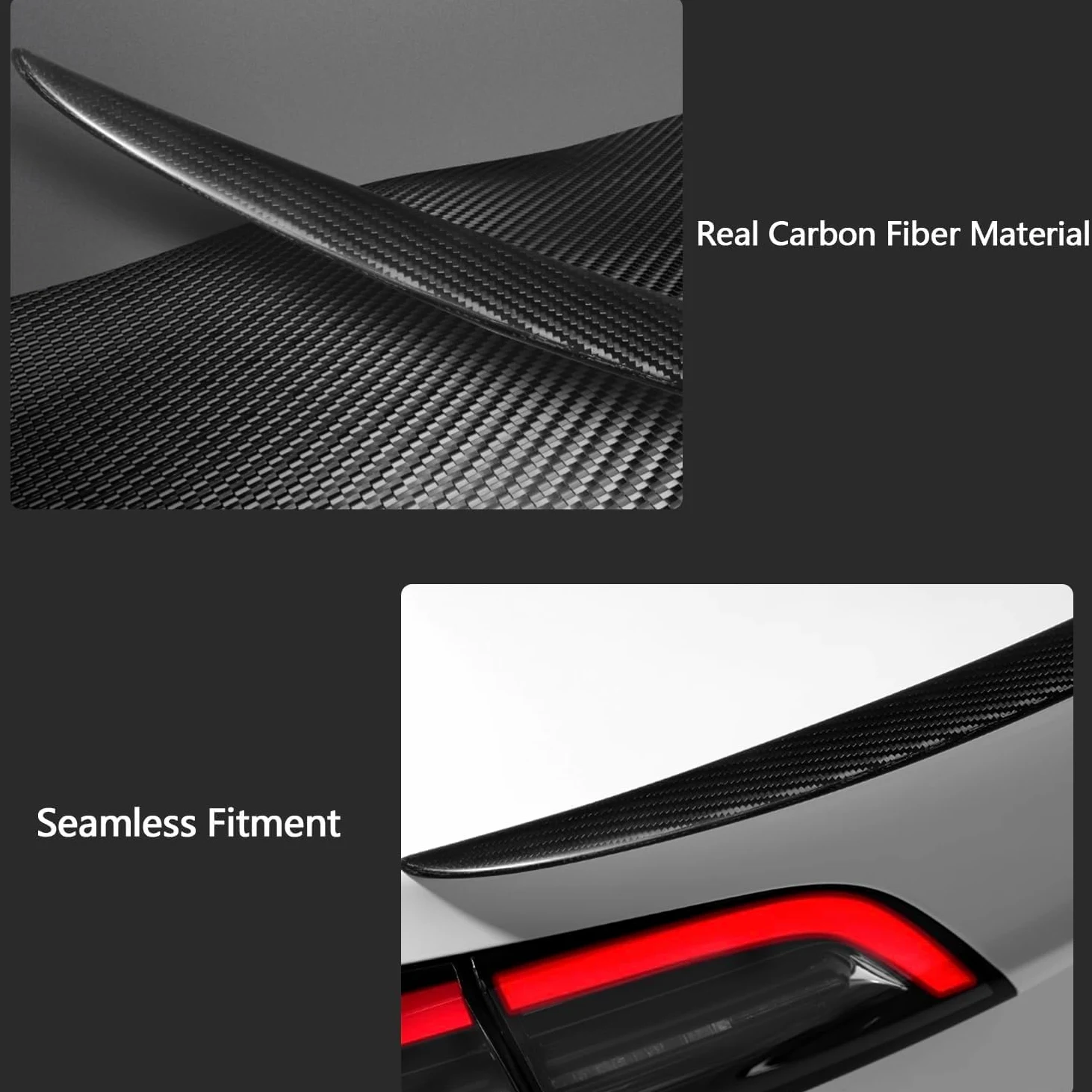 Alerón Trasero para Tesla Model 3 Highland Performance Spoiler Original Trunk Wing ABS 2024 2025 2026 Model 3 Highland Accesorios (Fibra de Carbono Brillante)
