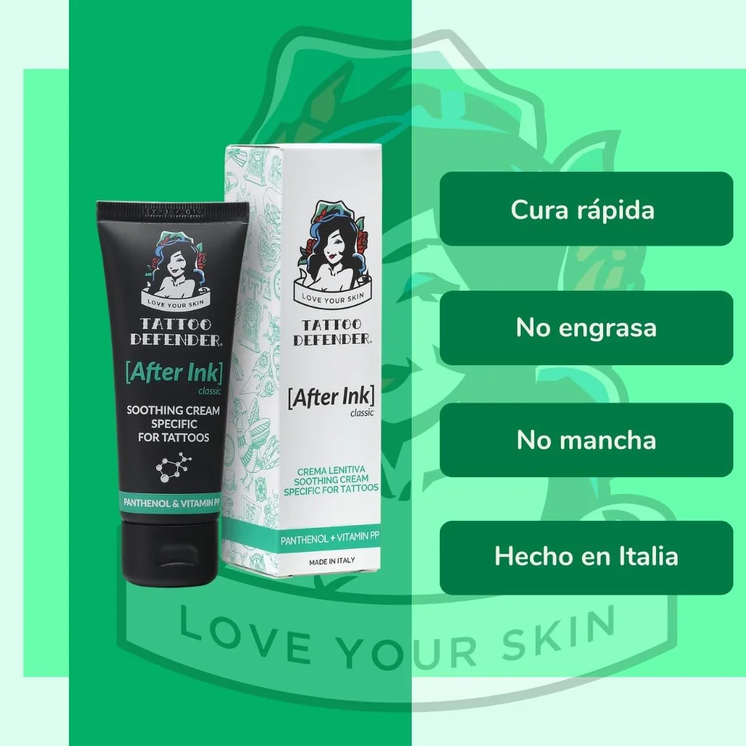 Tattoo Defender After Ink Classic 50 ml Crema Calmante y Hidratante para Tatuajes con Ácido Hialurónico